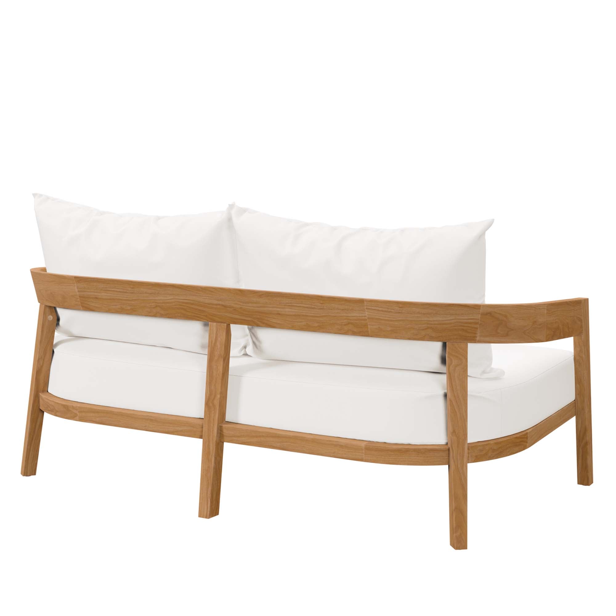 Brisbane Teak Wood Outdoor Patio Loveseat, Natural White