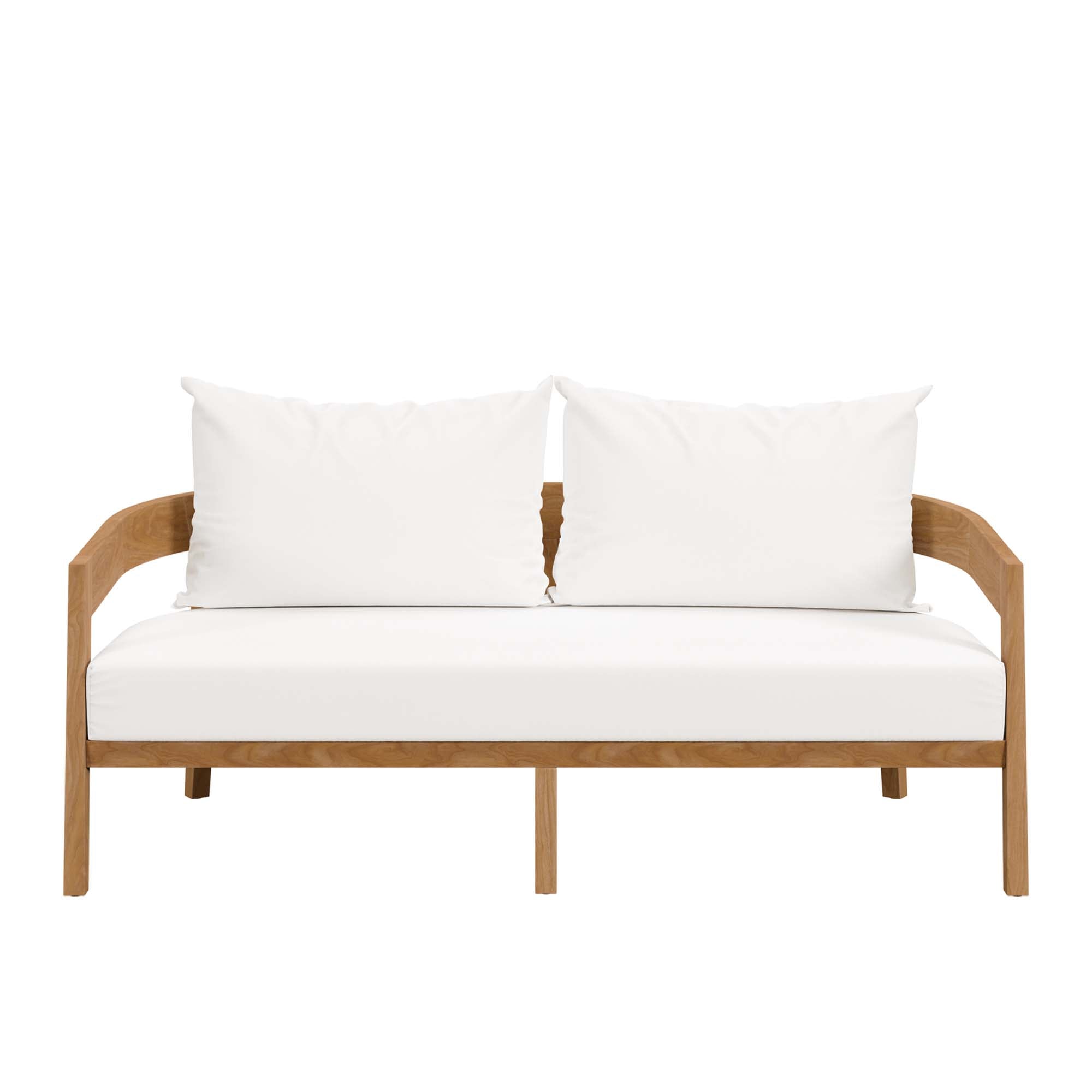 Brisbane Teak Wood Outdoor Patio Loveseat, Natural White