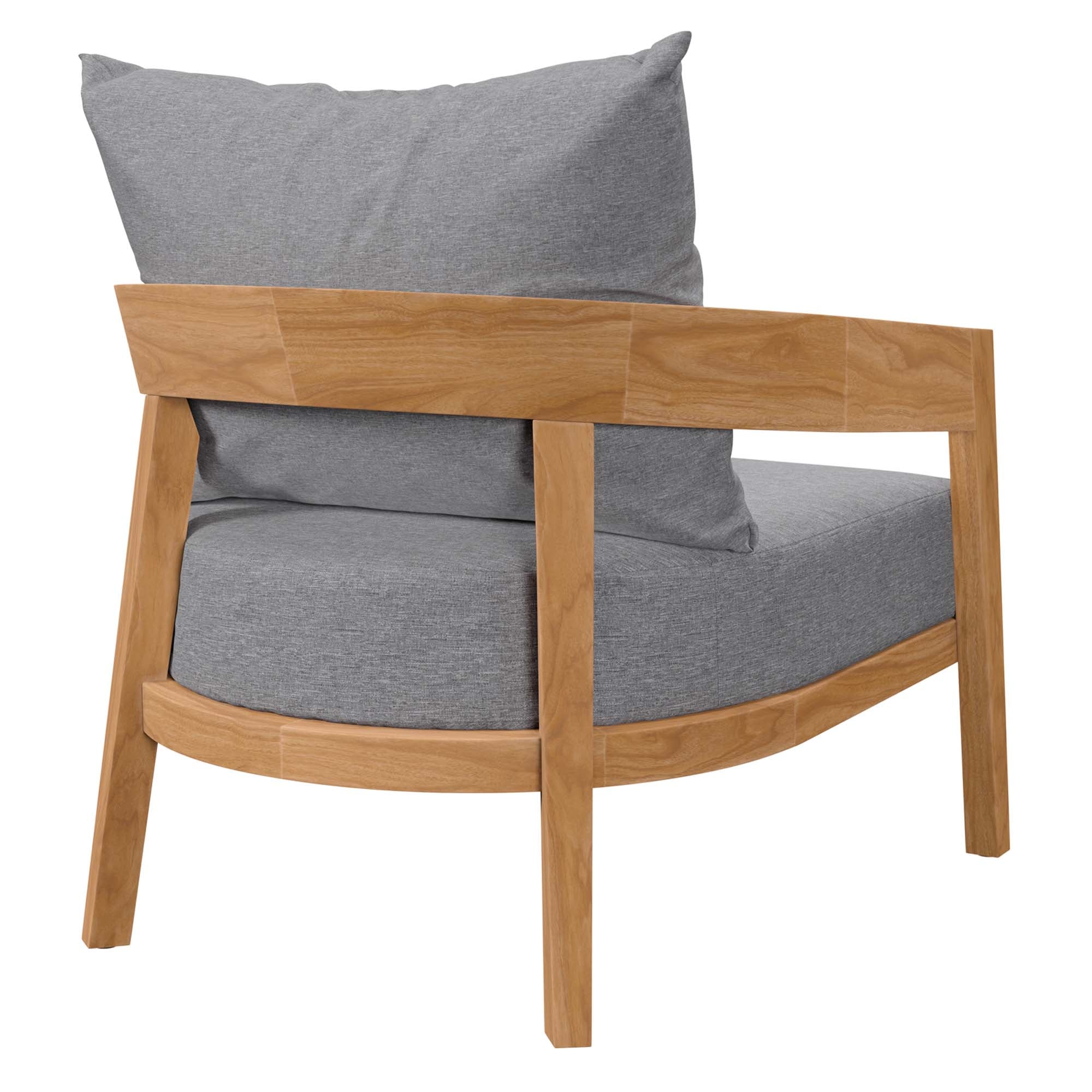 Brisbane Teak Wood Outdoor Patio Armchair, Natural Gray