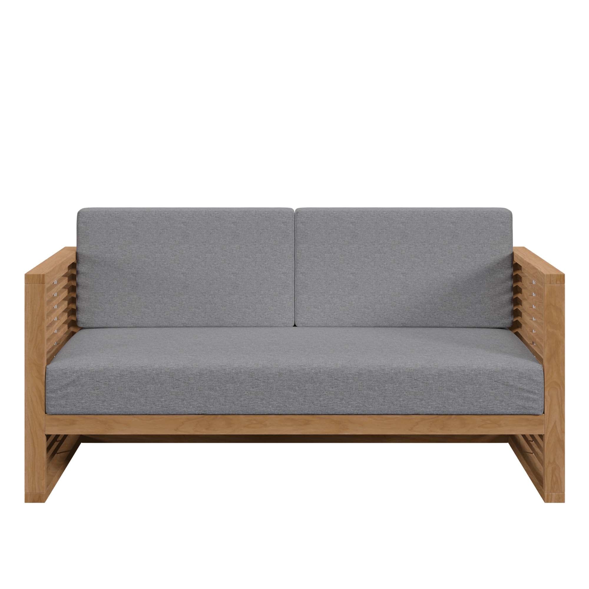 Carlsbad Teak Wood Outdoor Patio Loveseat, Natural Gray