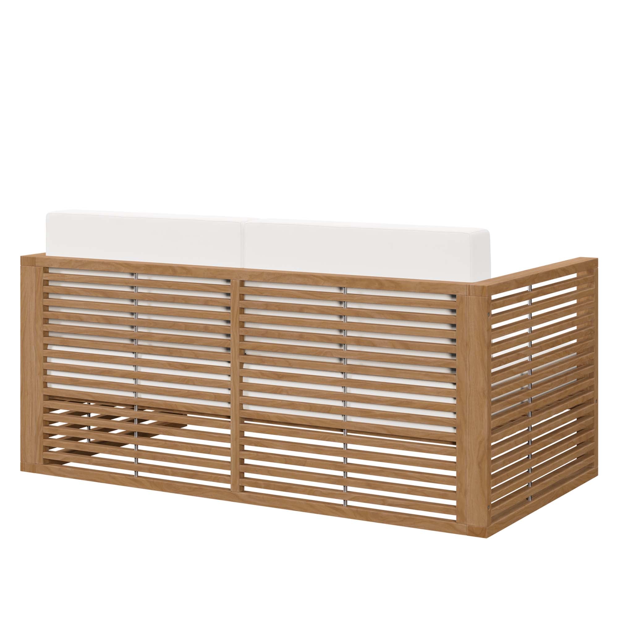 Carlsbad Teak Wood Outdoor Patio Loveseat, Natural White