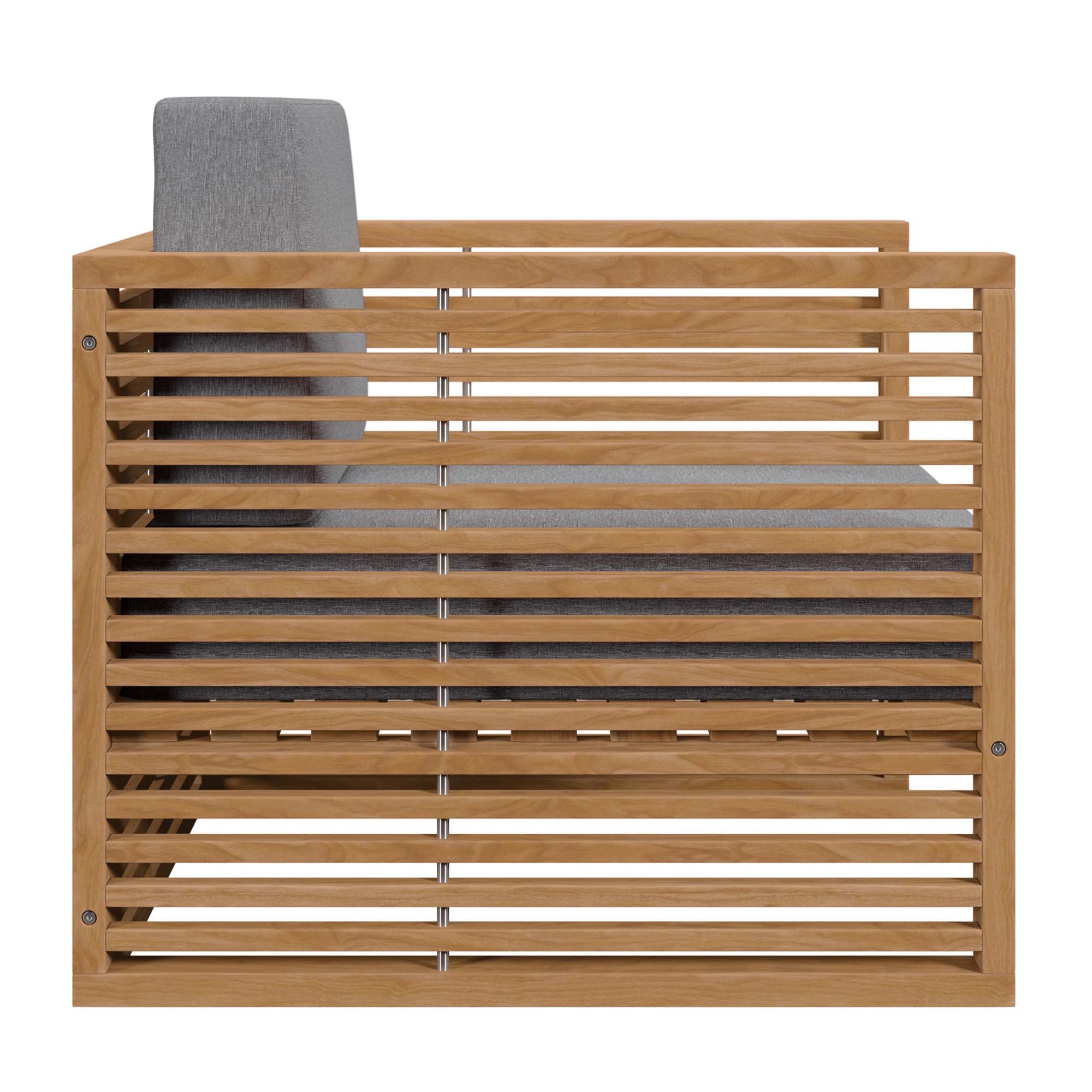 Carlsbad Teak Wood Outdoor Patio Armchair, Natural Gray
