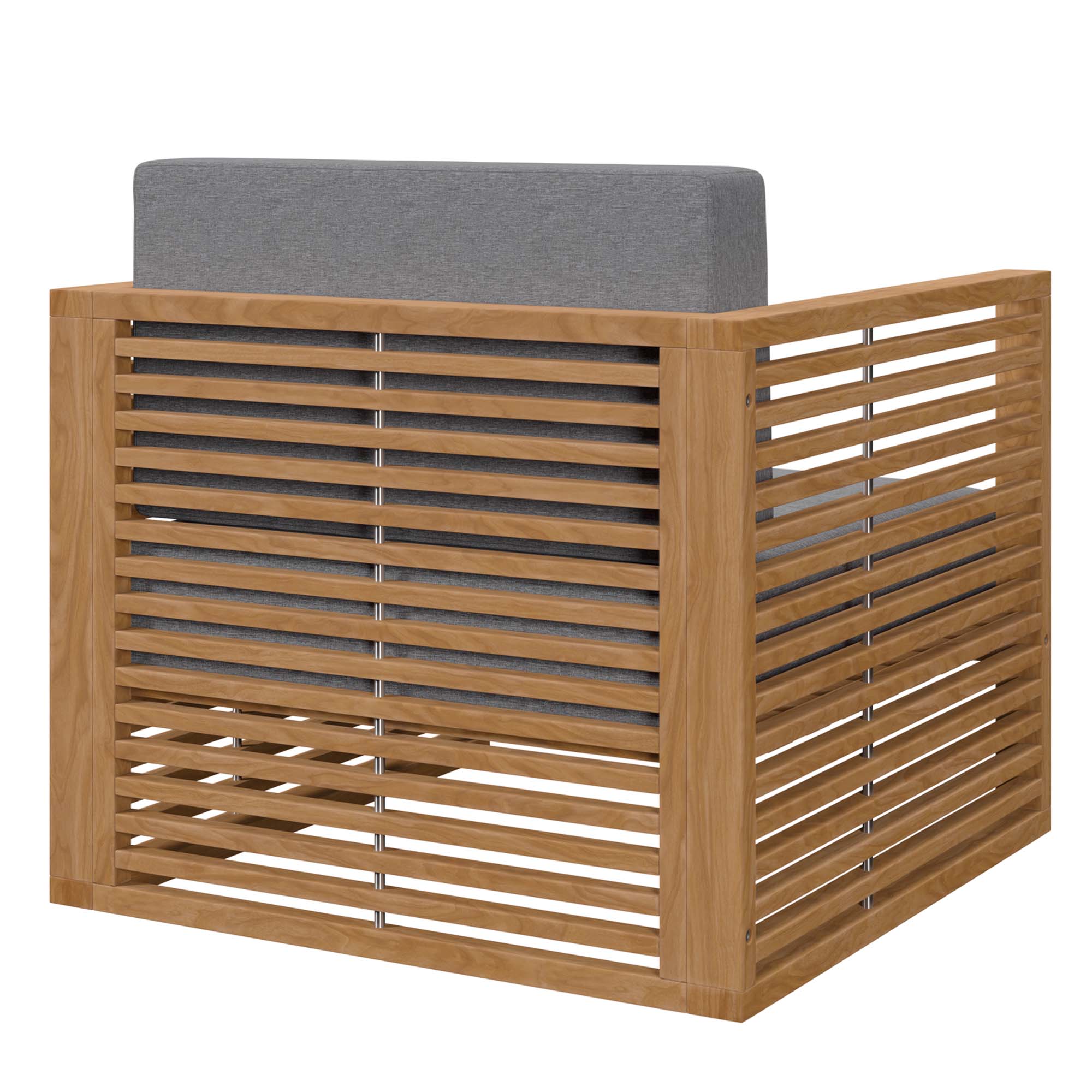 Carlsbad Teak Wood Outdoor Patio Armchair, Natural Gray