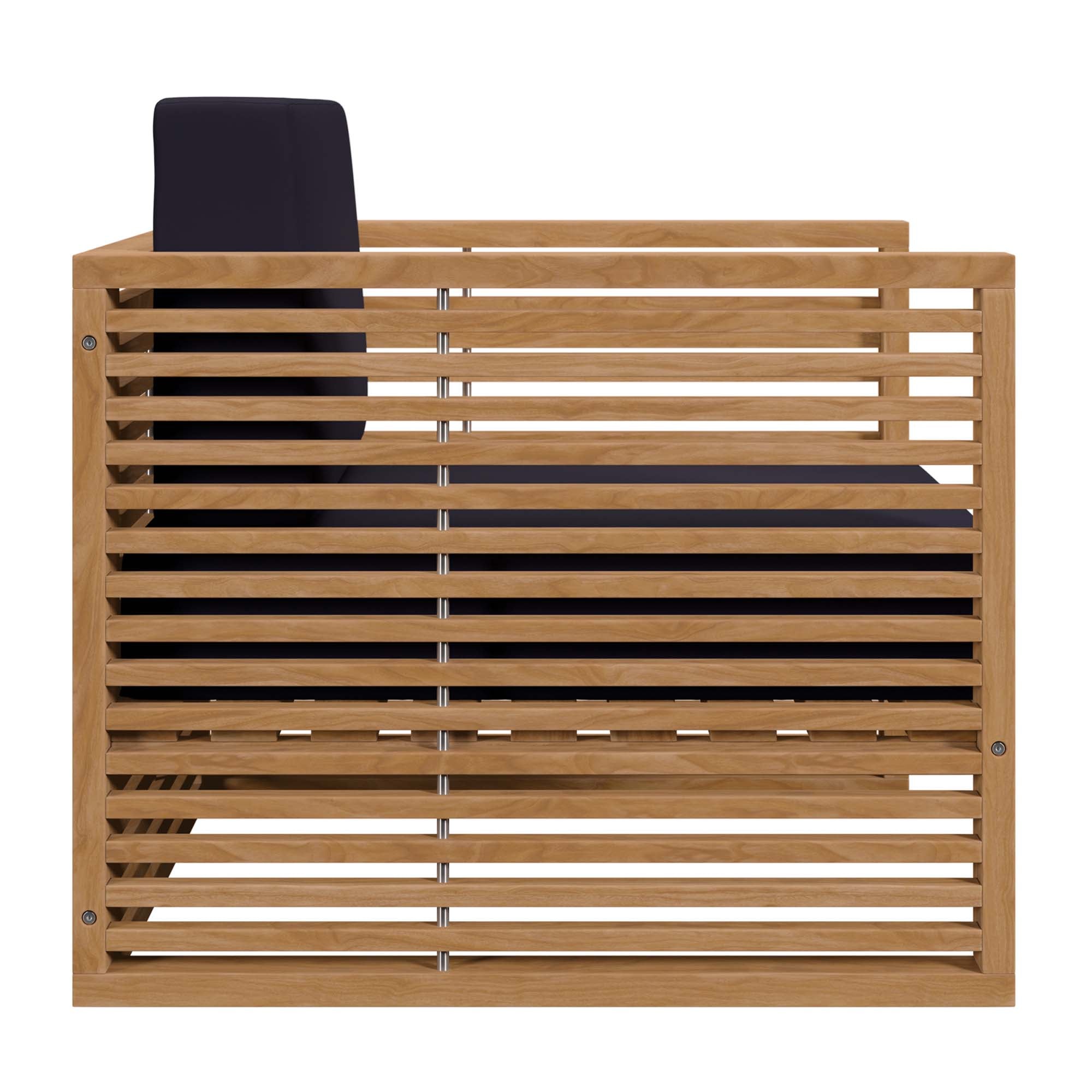 Carlsbad Teak Wood Outdoor Patio Armchair, Natural Navy