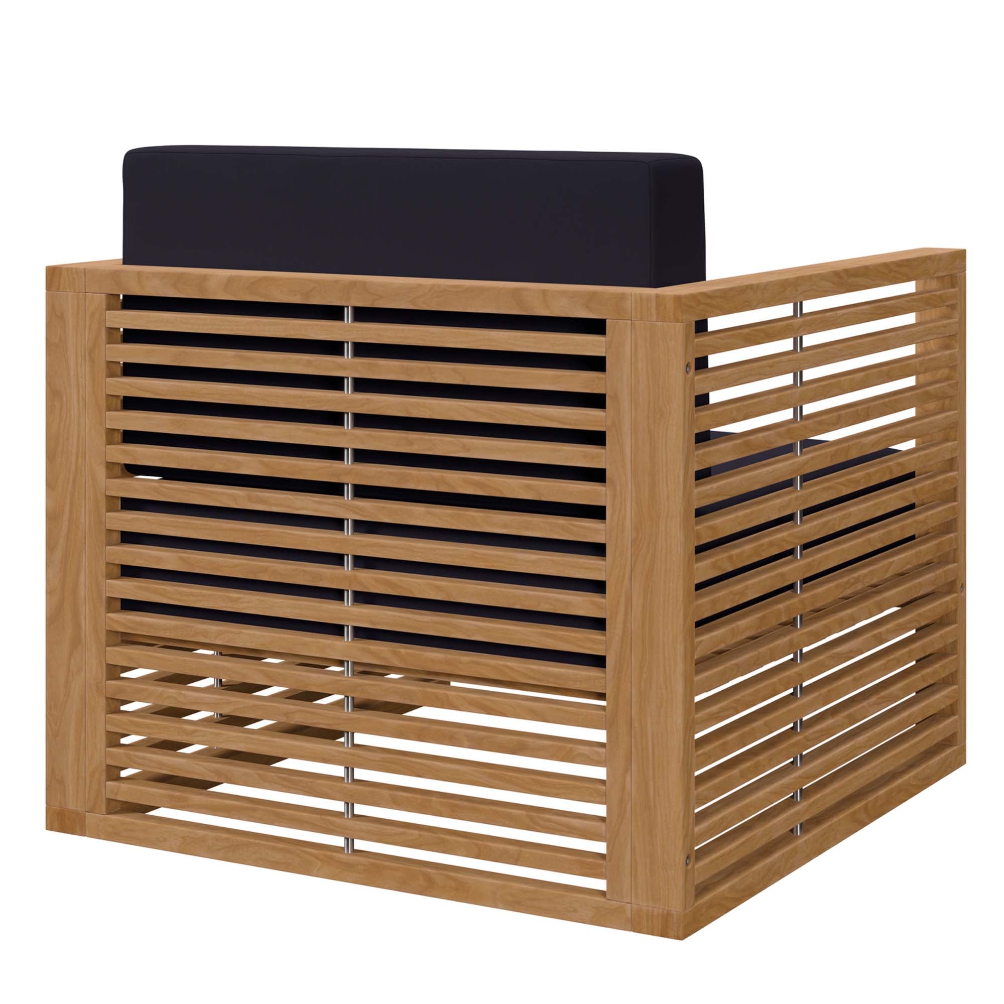 Carlsbad Teak Wood Outdoor Patio Armchair, Natural Navy