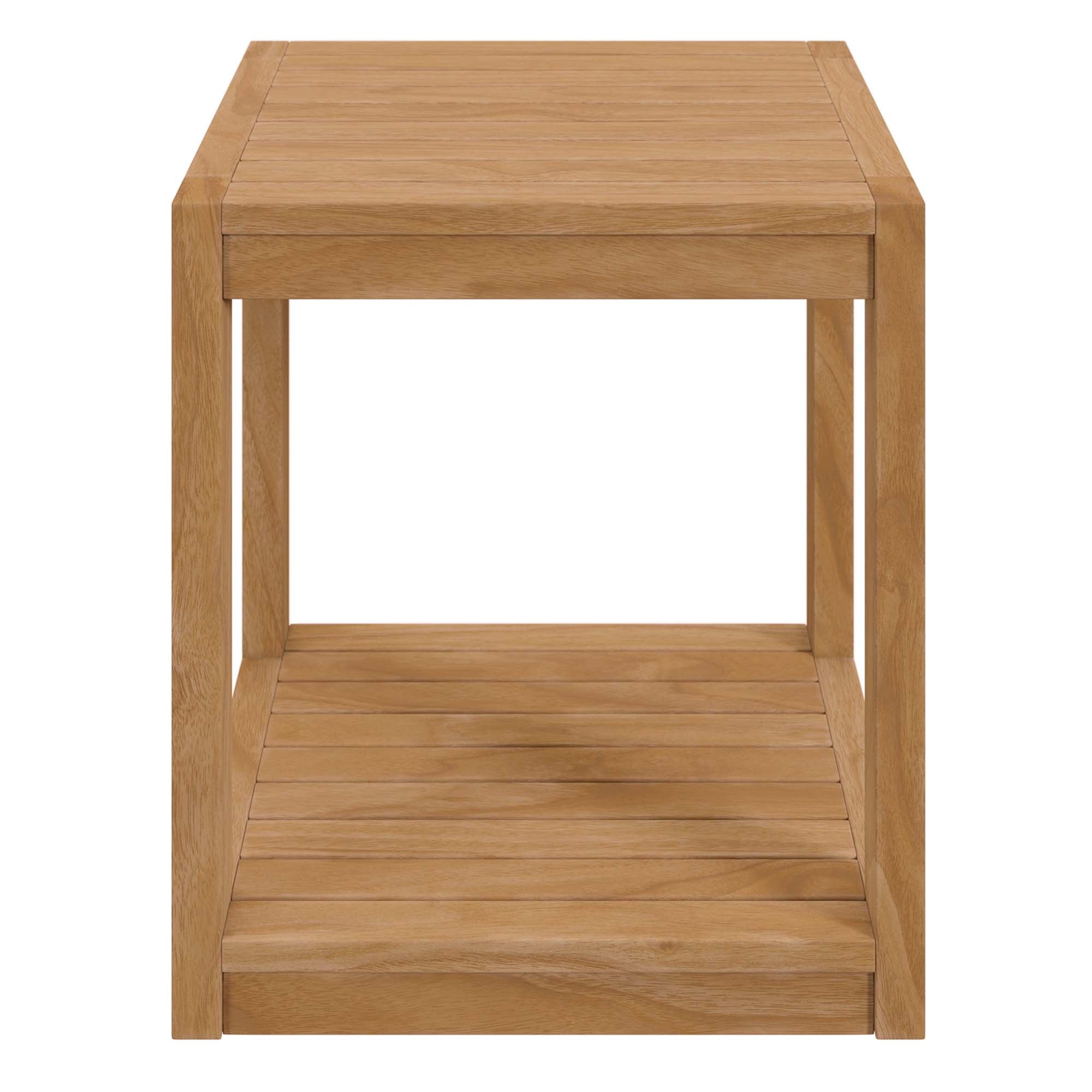 Carlsbad Teak Wood Outdoor Patio Side Table, Natural