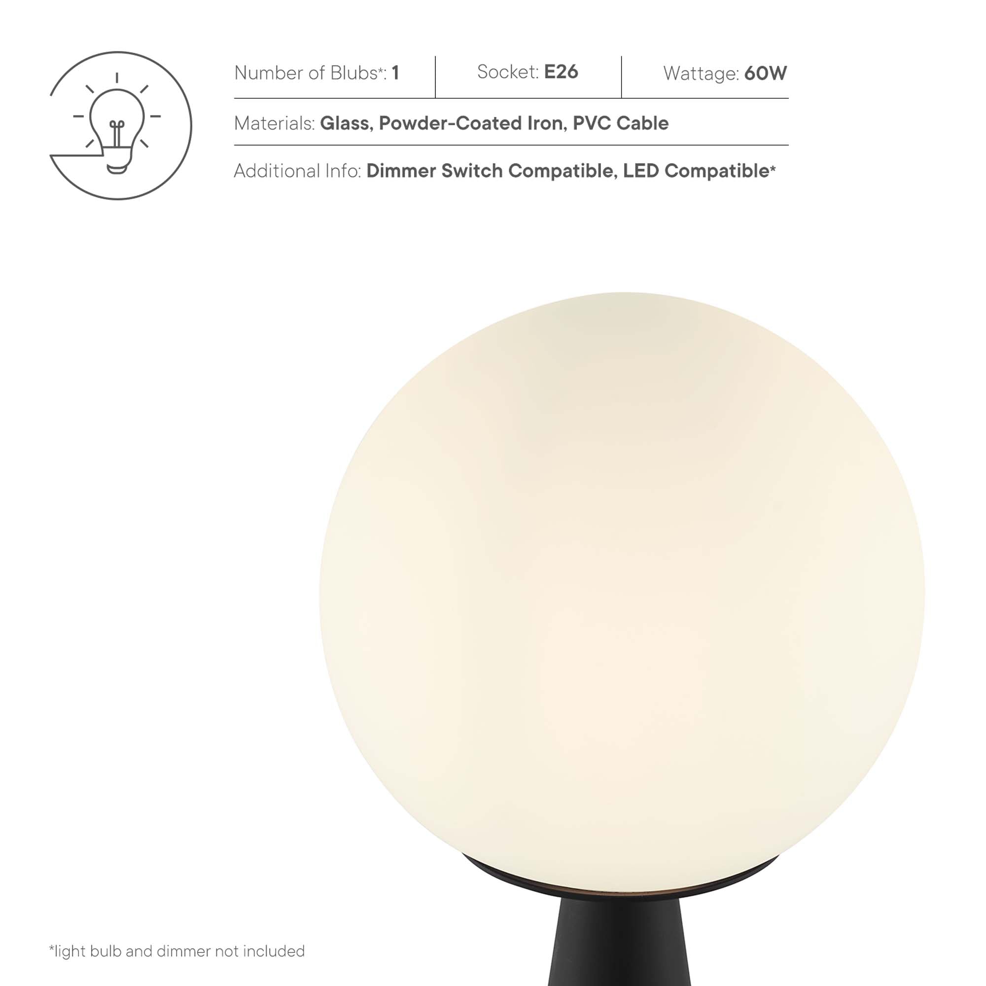 Apex Glass Globe Glass Table Lamp, White Black