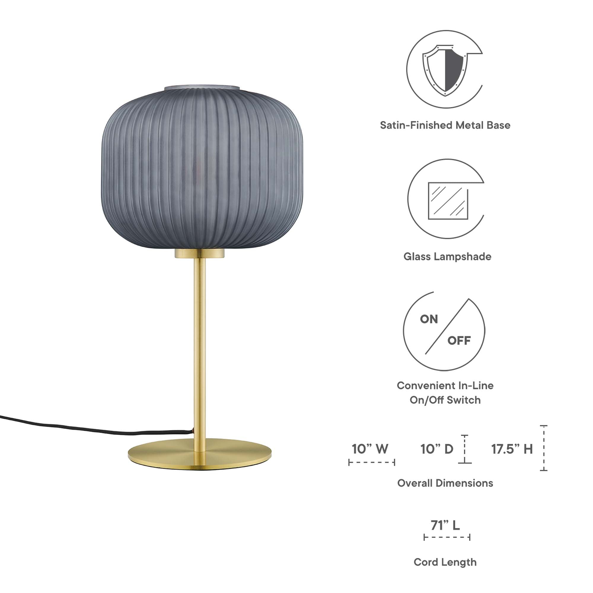 Reprise Glass Sphere Glass and Metal Table Lamp, Black Satin Brass