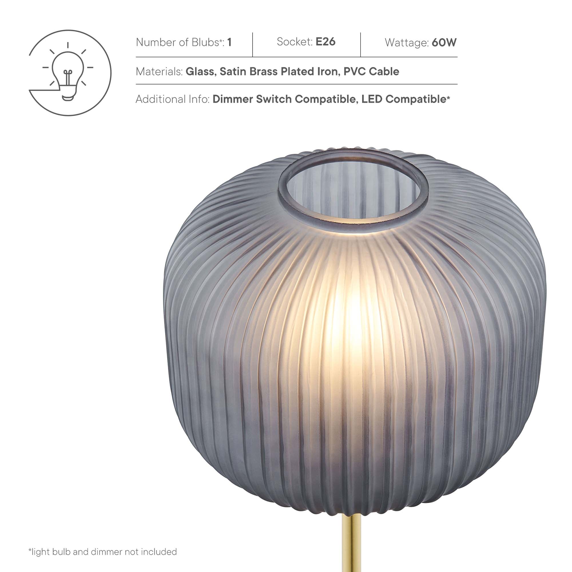Reprise Glass Sphere Glass and Metal Table Lamp, Black Satin Brass