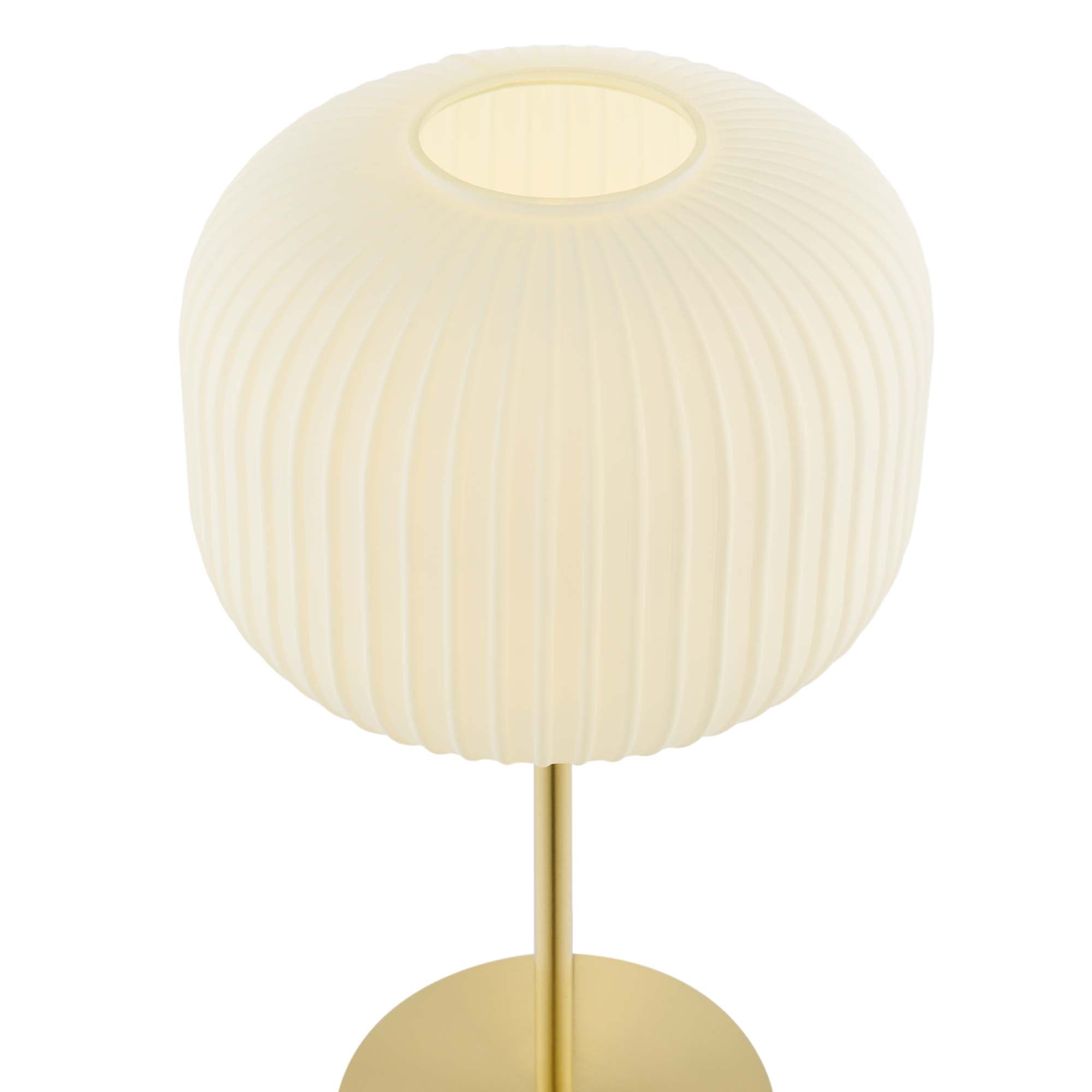 Reprise Glass Sphere Glass and Metal Table Lamp, White Satin Brass