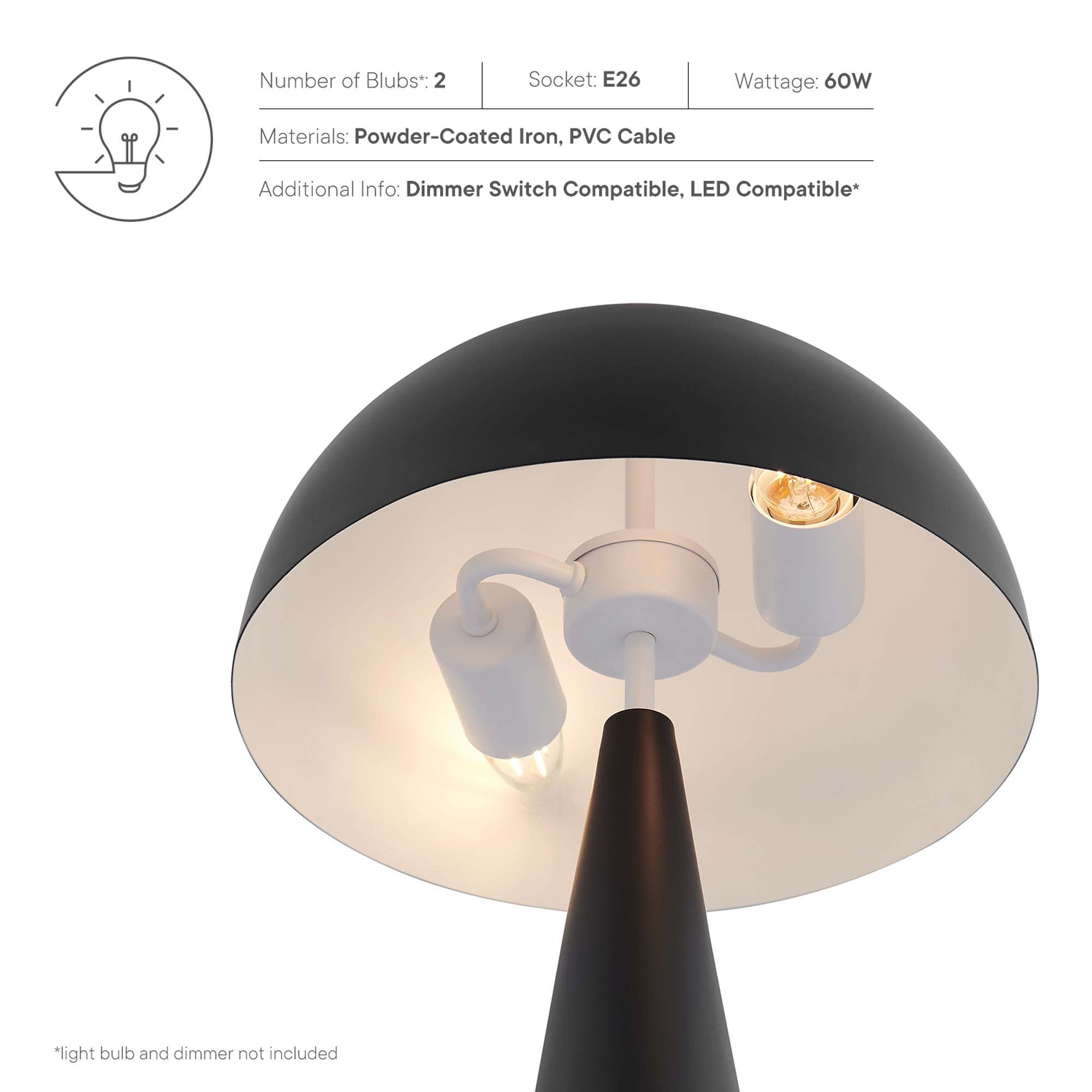 Selena Metal Table Lamp, Black