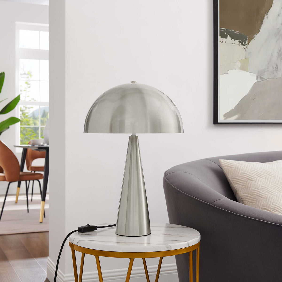 Selena Metal Table Lamp, Satin Nickel