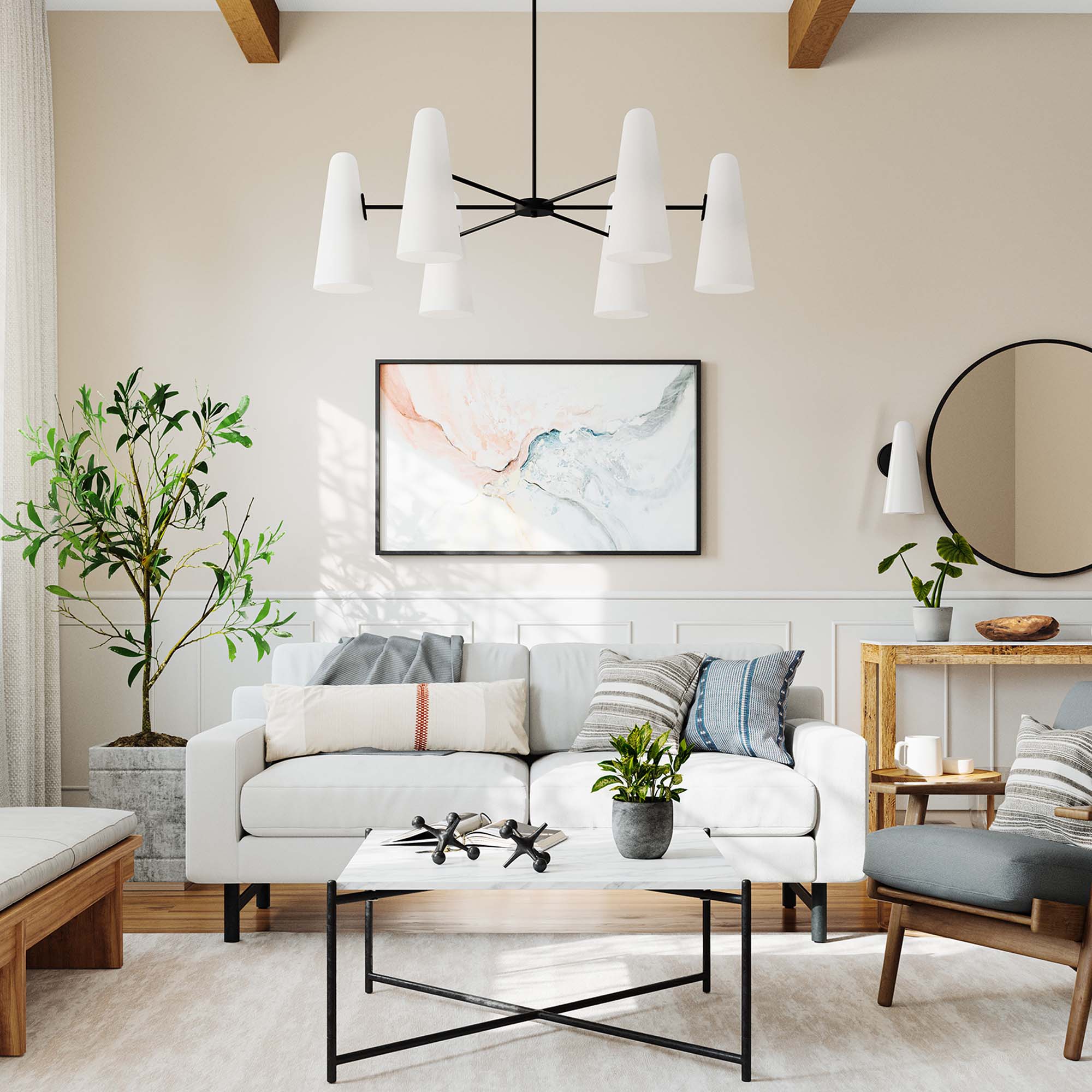 Beacon 6-Light Chandelier, Opal Black