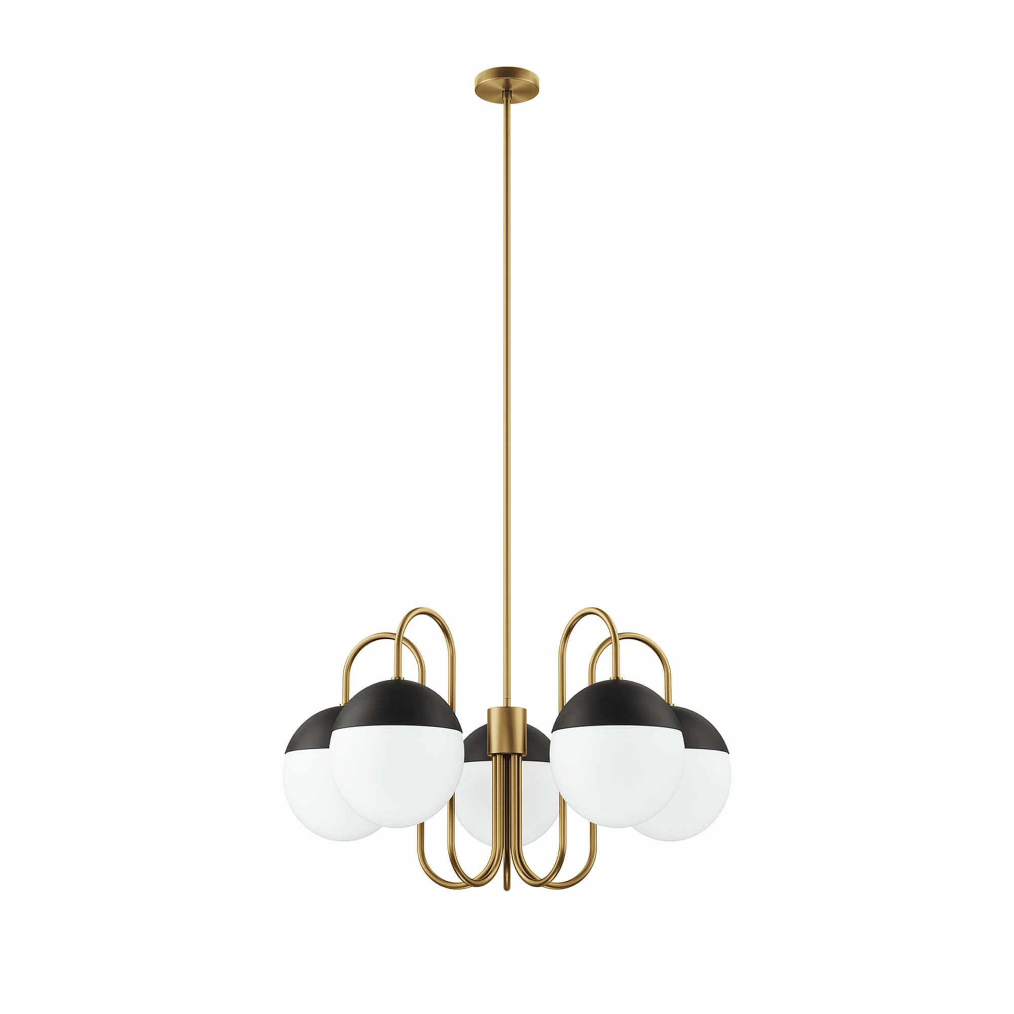 Stellar 5-Light Chandelier, Opal Satin Brass