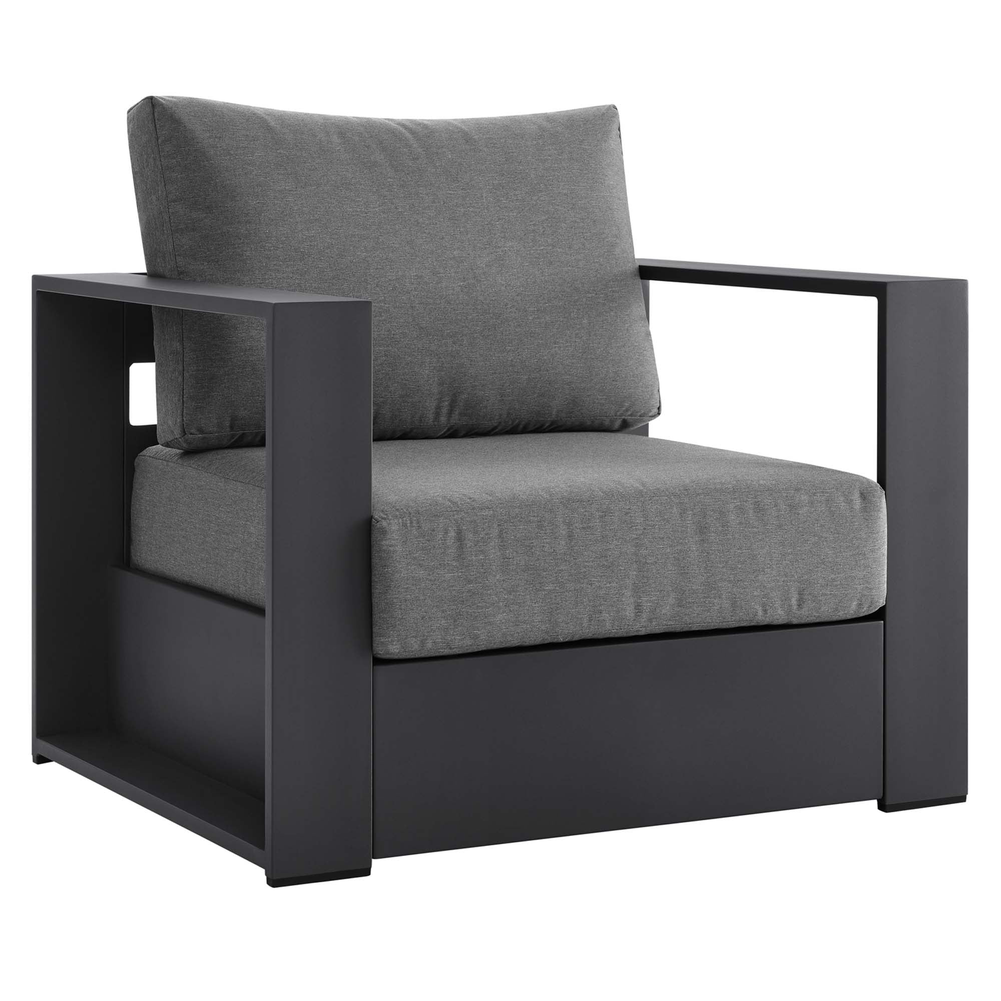 Tahoe Outdoor Patio Powder-Coated Aluminum Armchair, Gray Charcoal