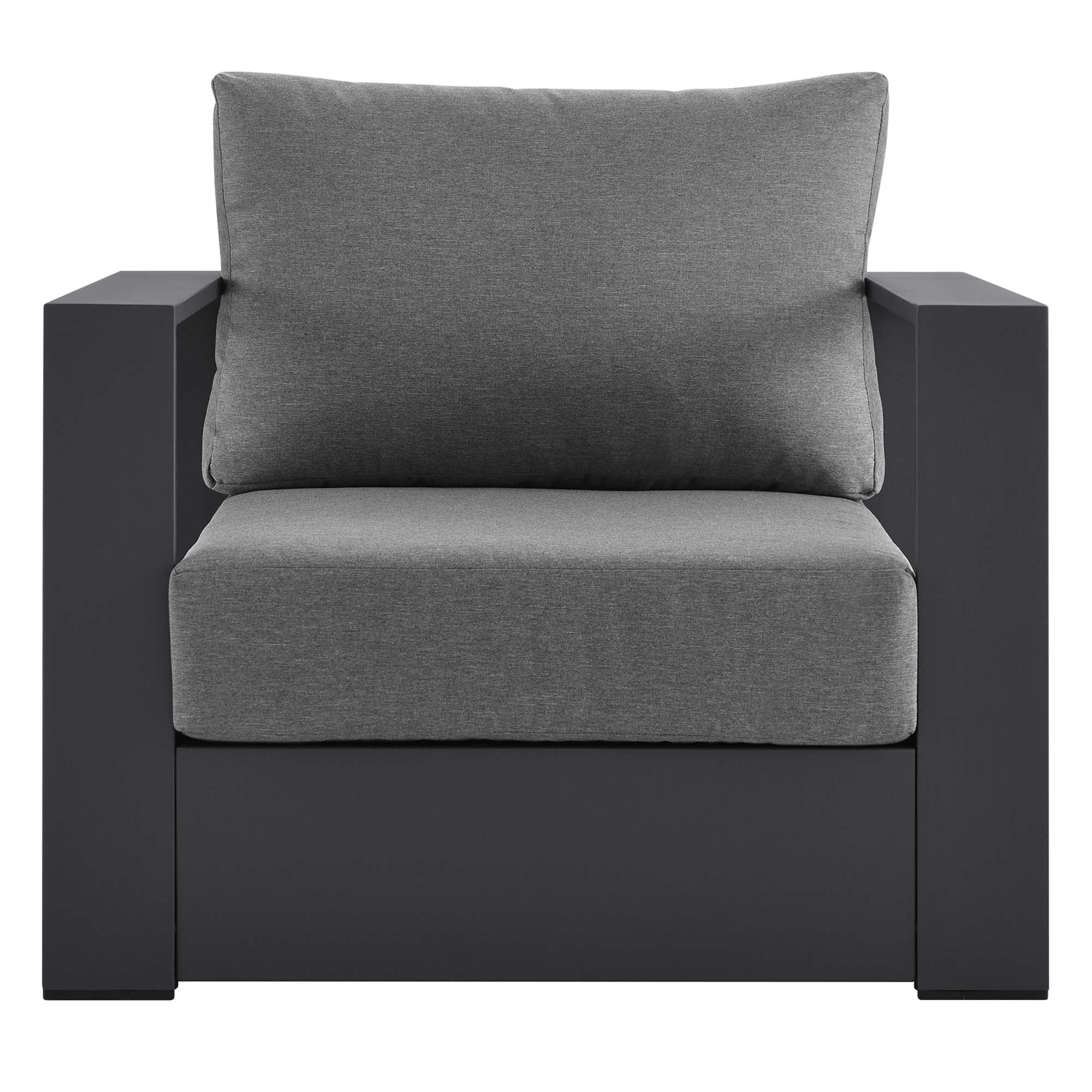 Tahoe Outdoor Patio Powder-Coated Aluminum Armchair, Gray Charcoal