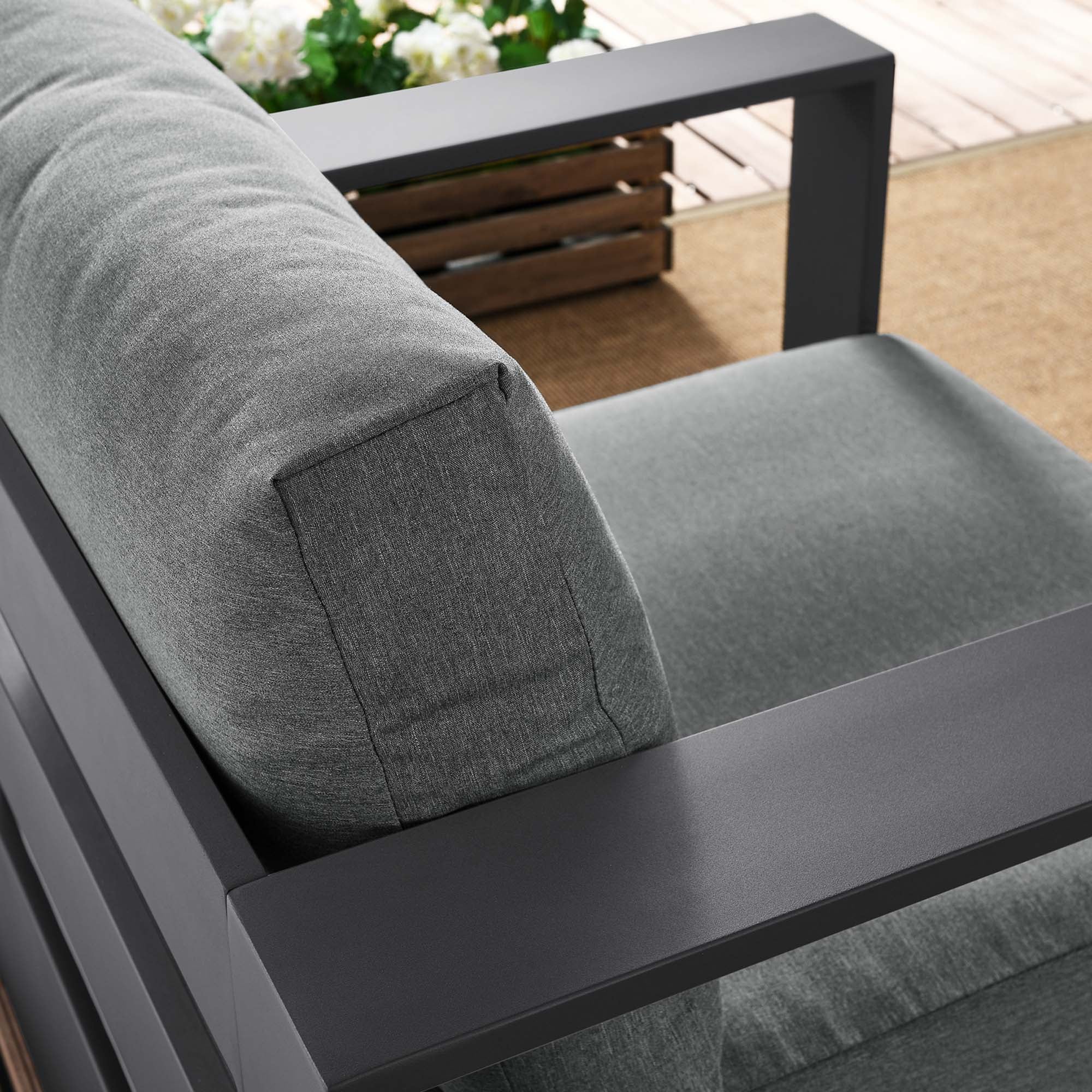 Tahoe Outdoor Patio Powder-Coated Aluminum Armchair, Gray Charcoal