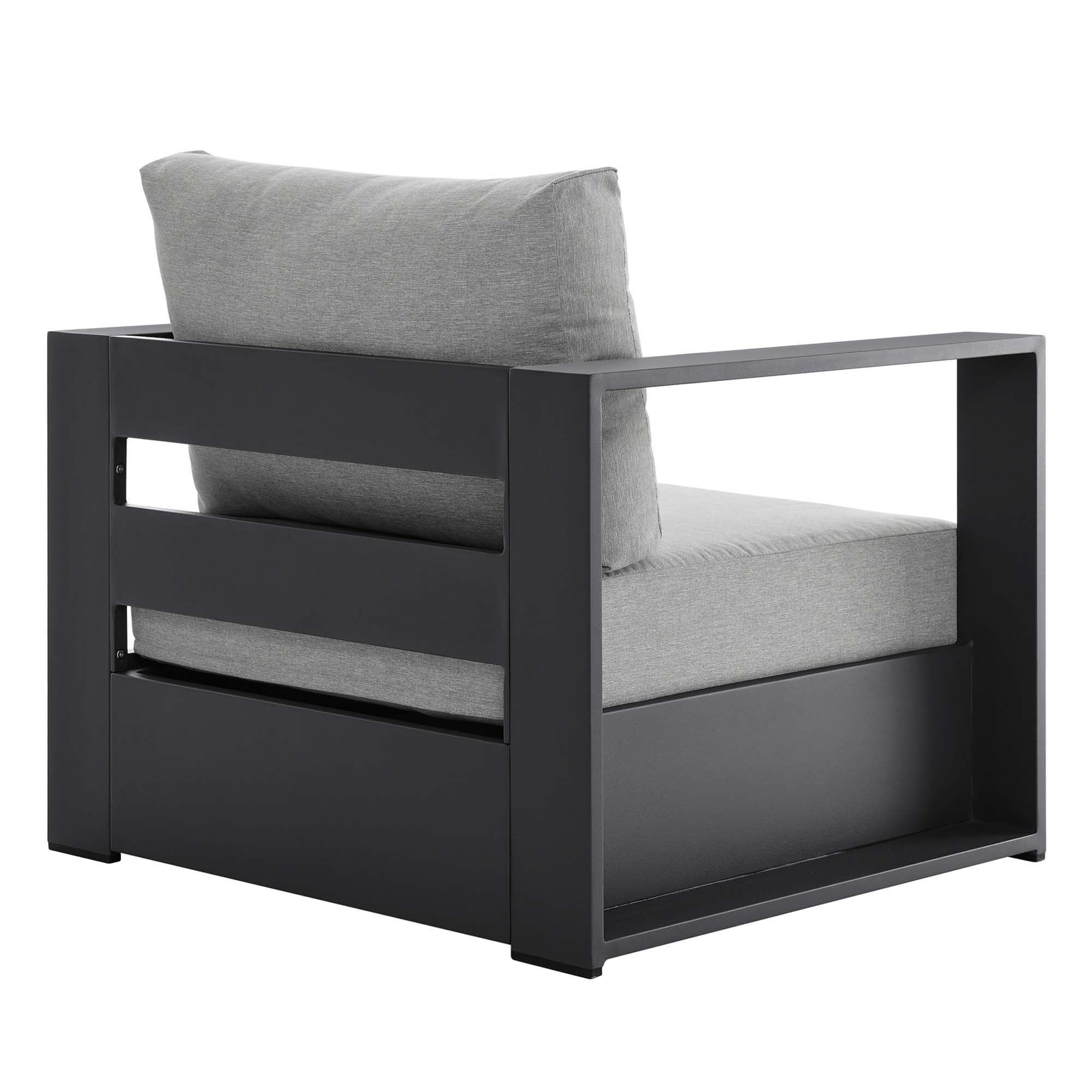 Tahoe Outdoor Patio Powder-Coated Aluminum Armchair, Gray Gray