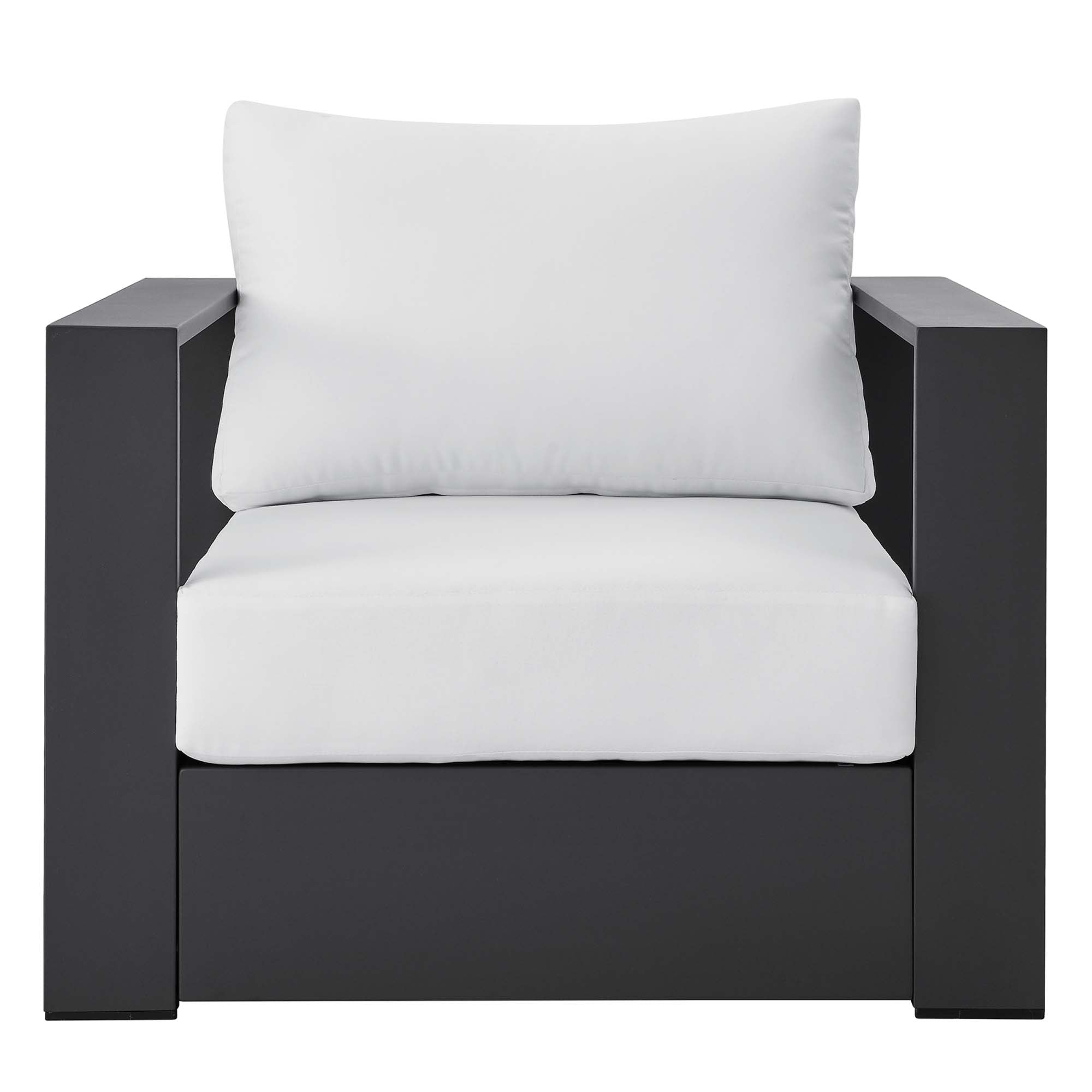 Tahoe Outdoor Patio Powder-Coated Aluminum Armchair, Gray White
