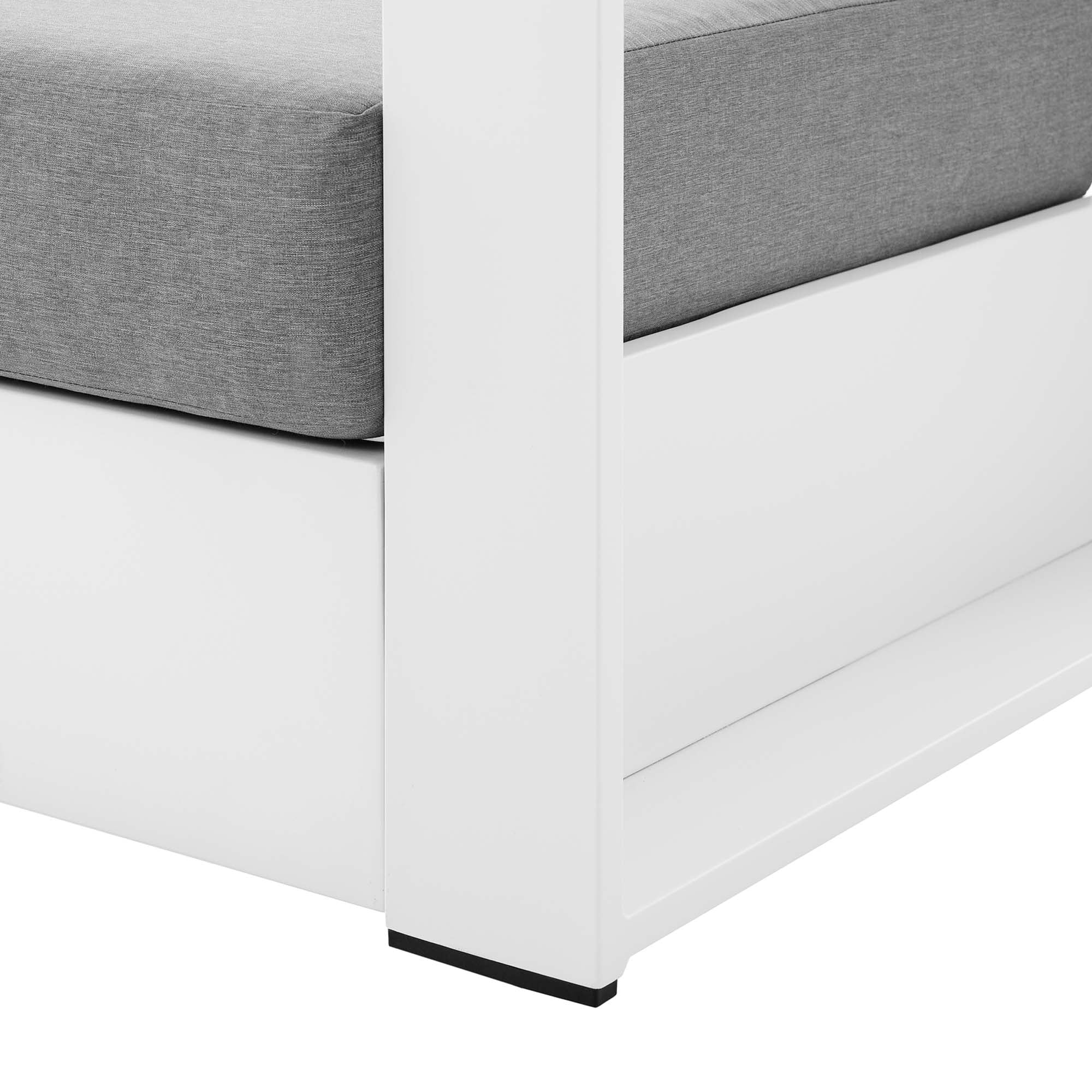 Tahoe Outdoor Patio Powder-Coated Aluminum Armchair, White Gray