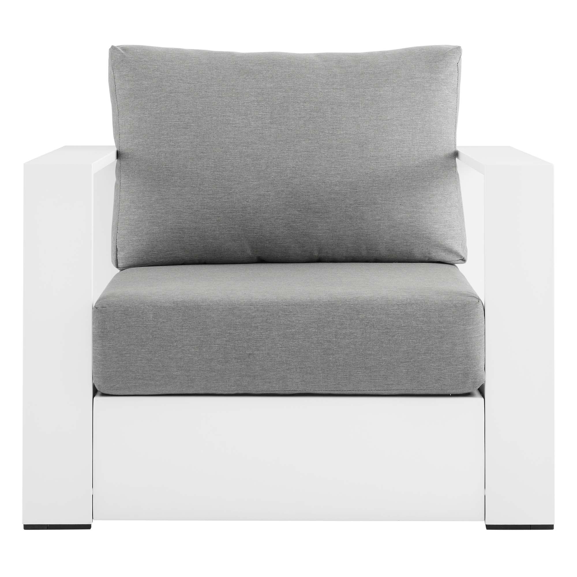 Tahoe Outdoor Patio Powder-Coated Aluminum Armchair, White Gray