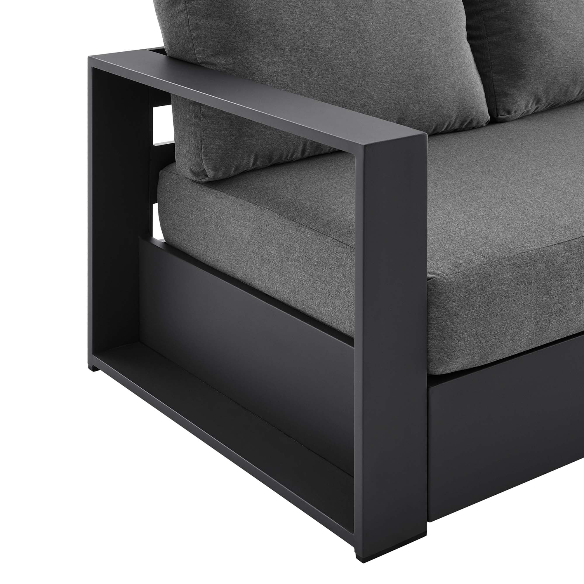 Tahoe Outdoor Patio Powder-Coated Aluminum Sofa, Gray Charcoal