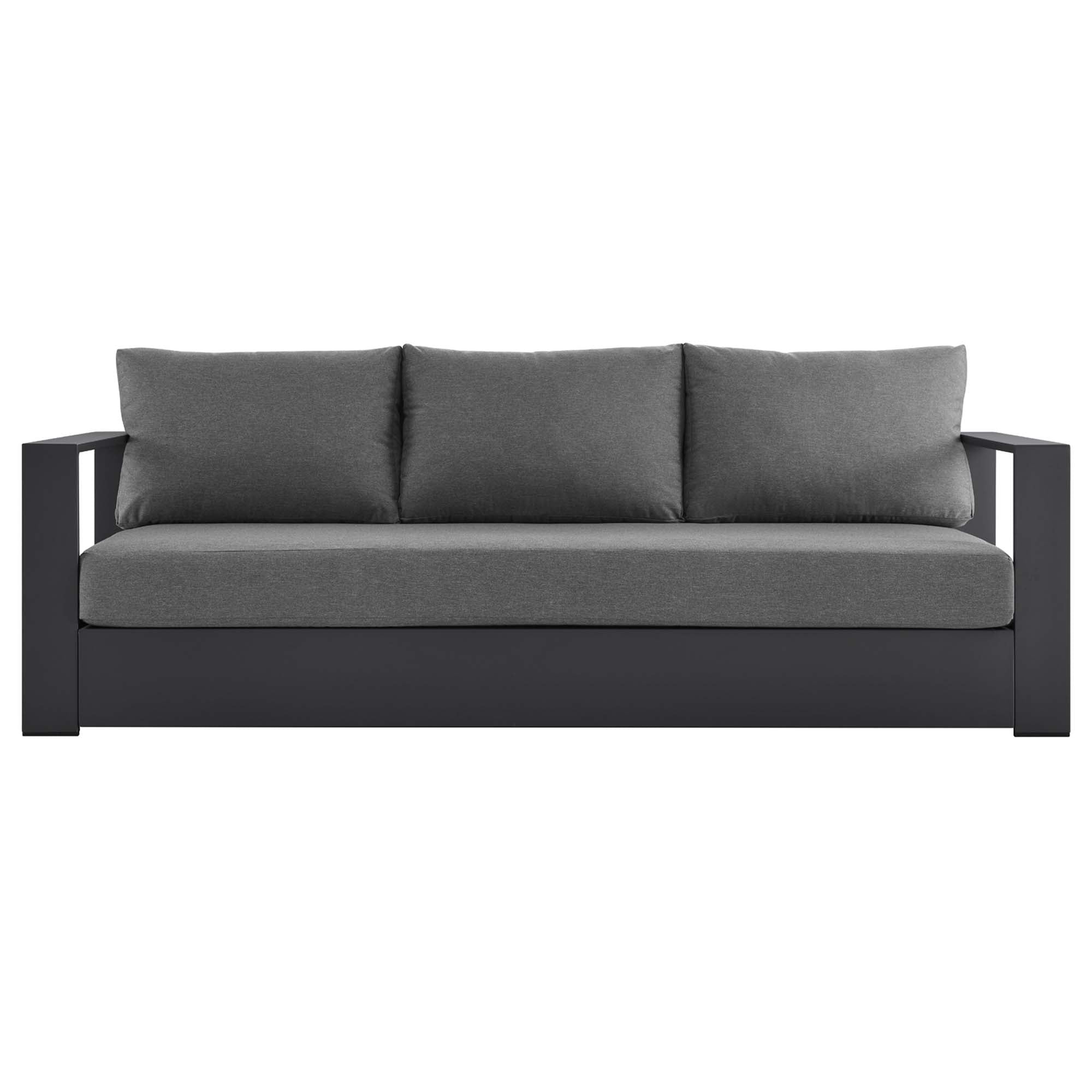 Tahoe Outdoor Patio Powder-Coated Aluminum Sofa, Gray Charcoal