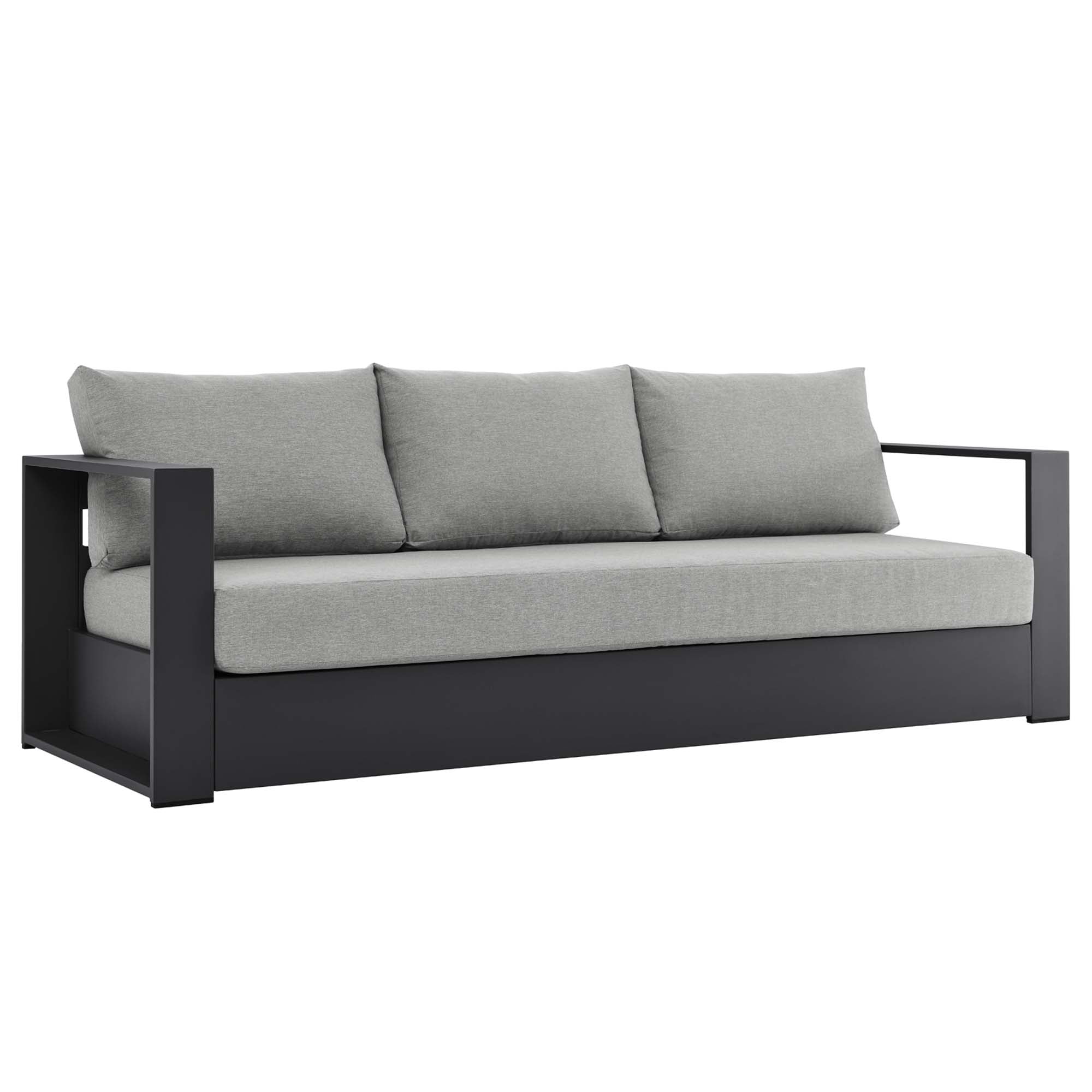 Tahoe Outdoor Patio Powder-Coated Aluminum Sofa, Gray Gray