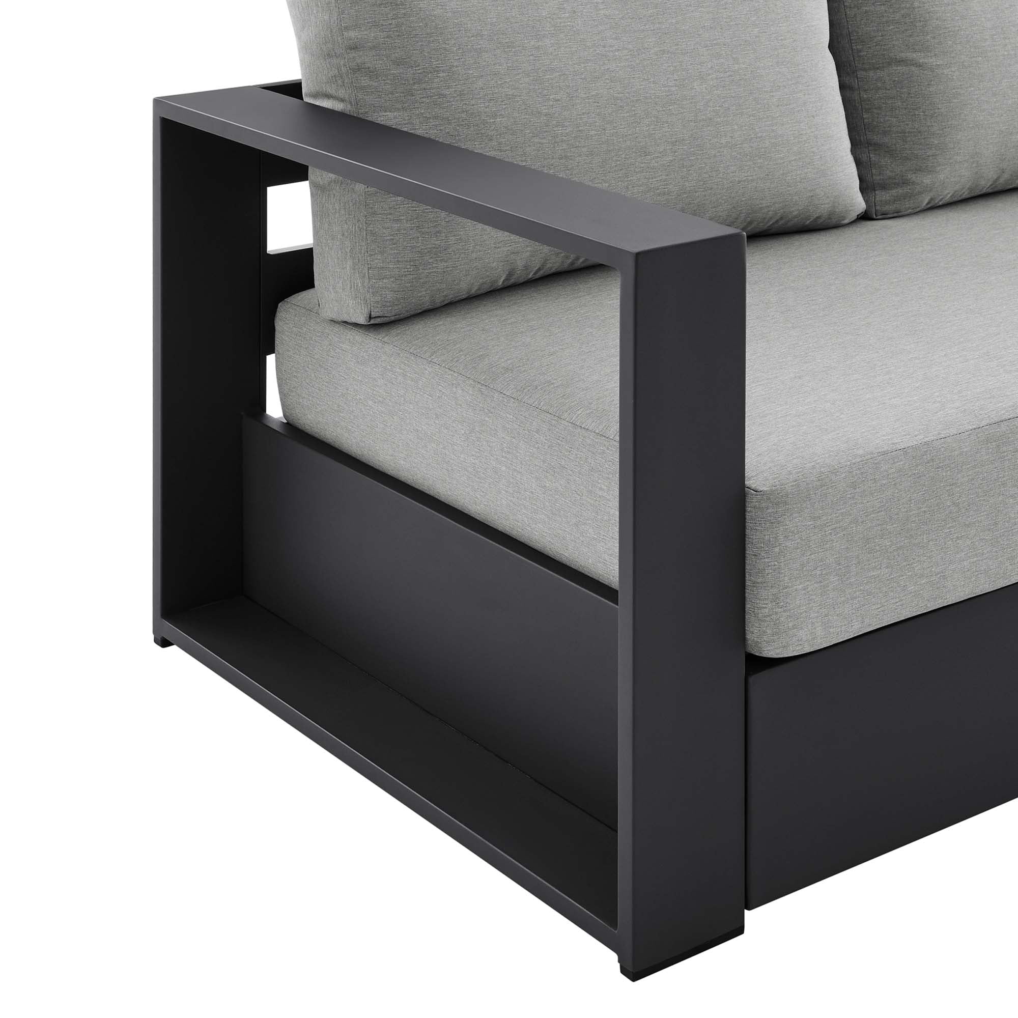 Tahoe Outdoor Patio Powder-Coated Aluminum Sofa, Gray Gray