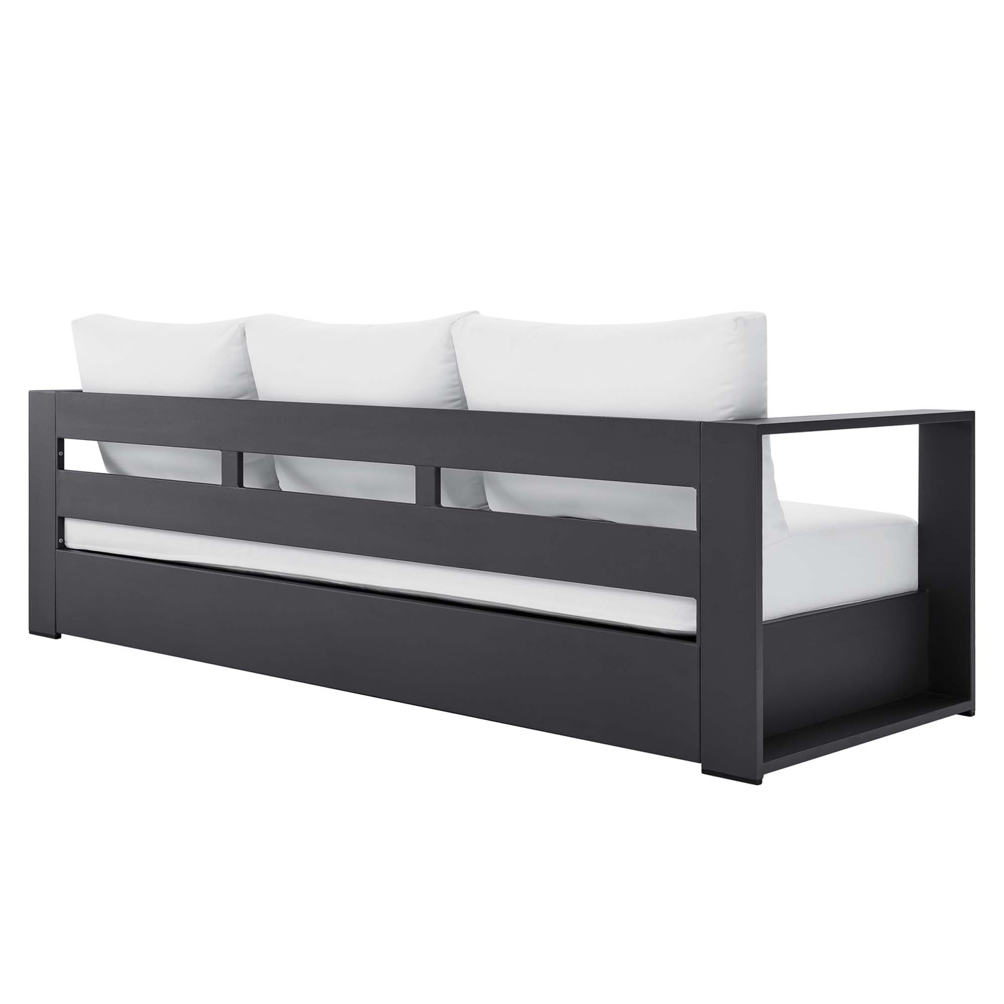 Tahoe Outdoor Patio Powder-Coated Aluminum Sofa, Gray White