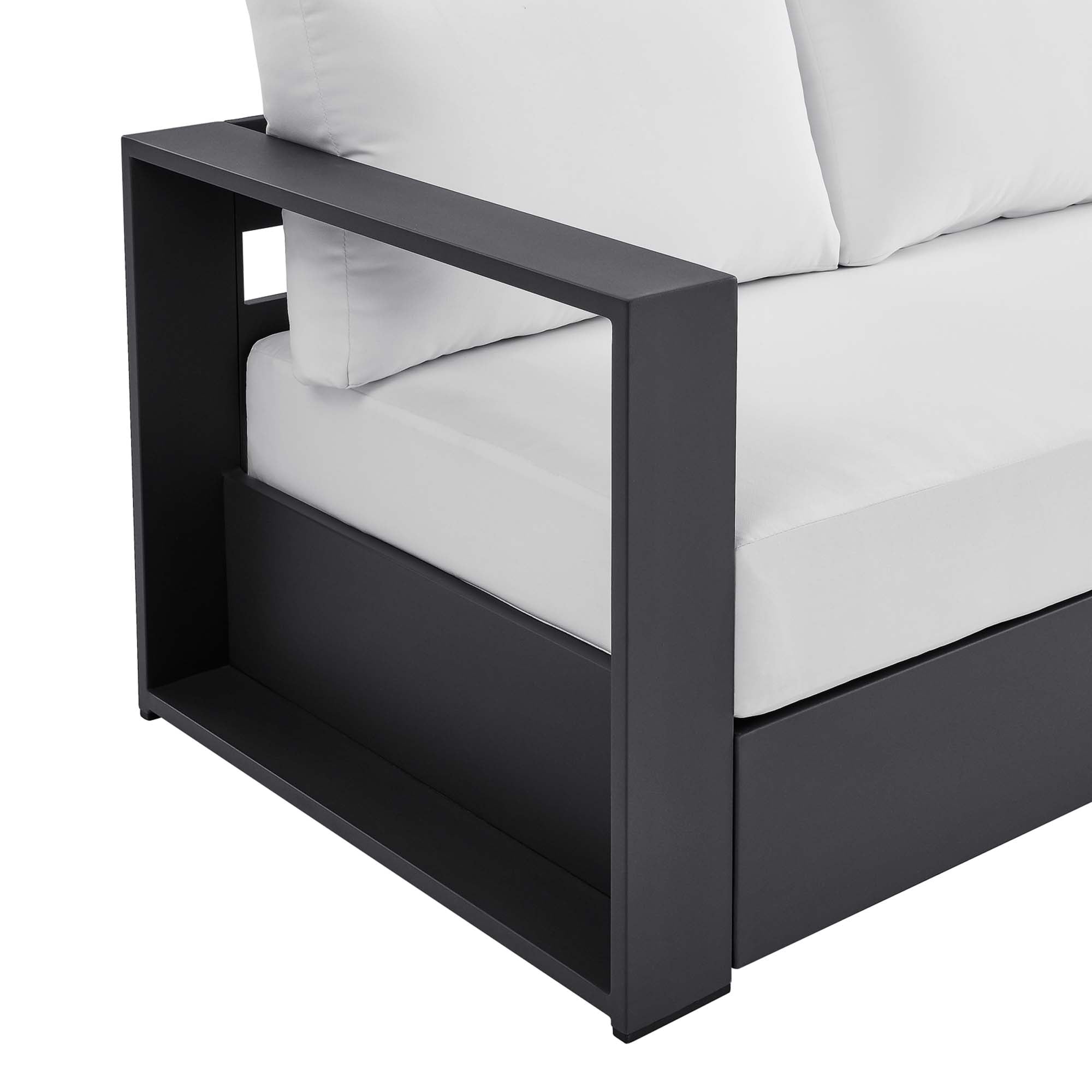 Tahoe Outdoor Patio Powder-Coated Aluminum Sofa, Gray White