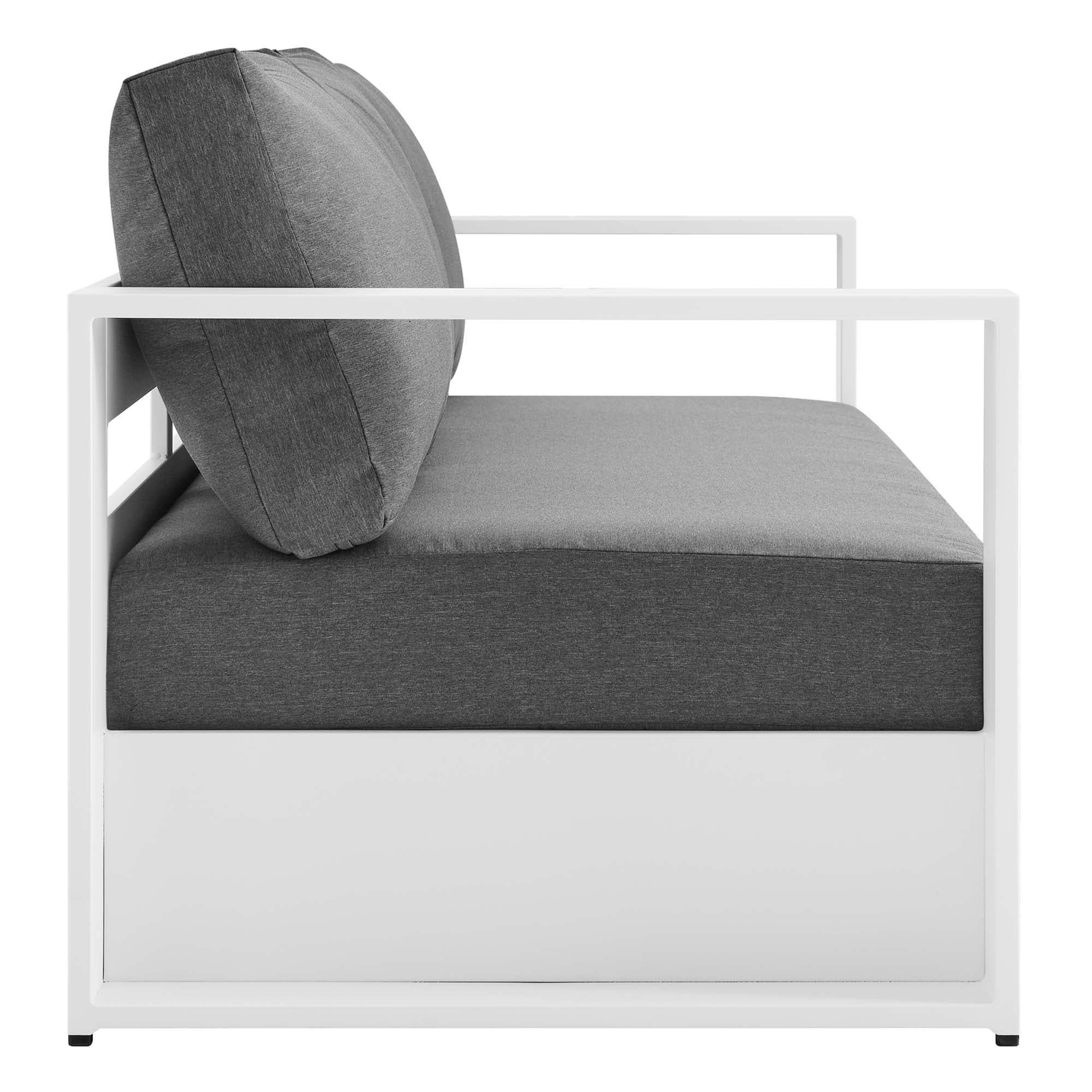 Tahoe Outdoor Patio Powder-Coated Aluminum Sofa, White Charcoal