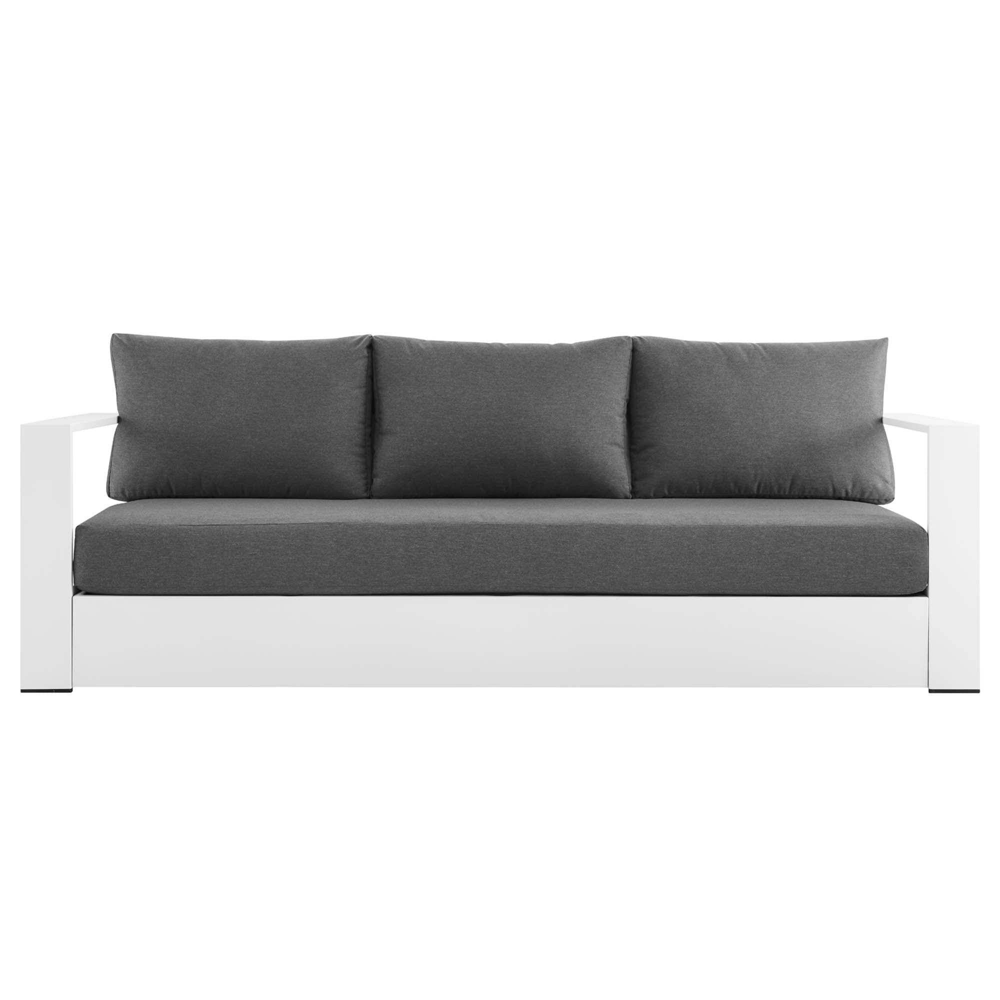 Tahoe Outdoor Patio Powder-Coated Aluminum Sofa, White Charcoal