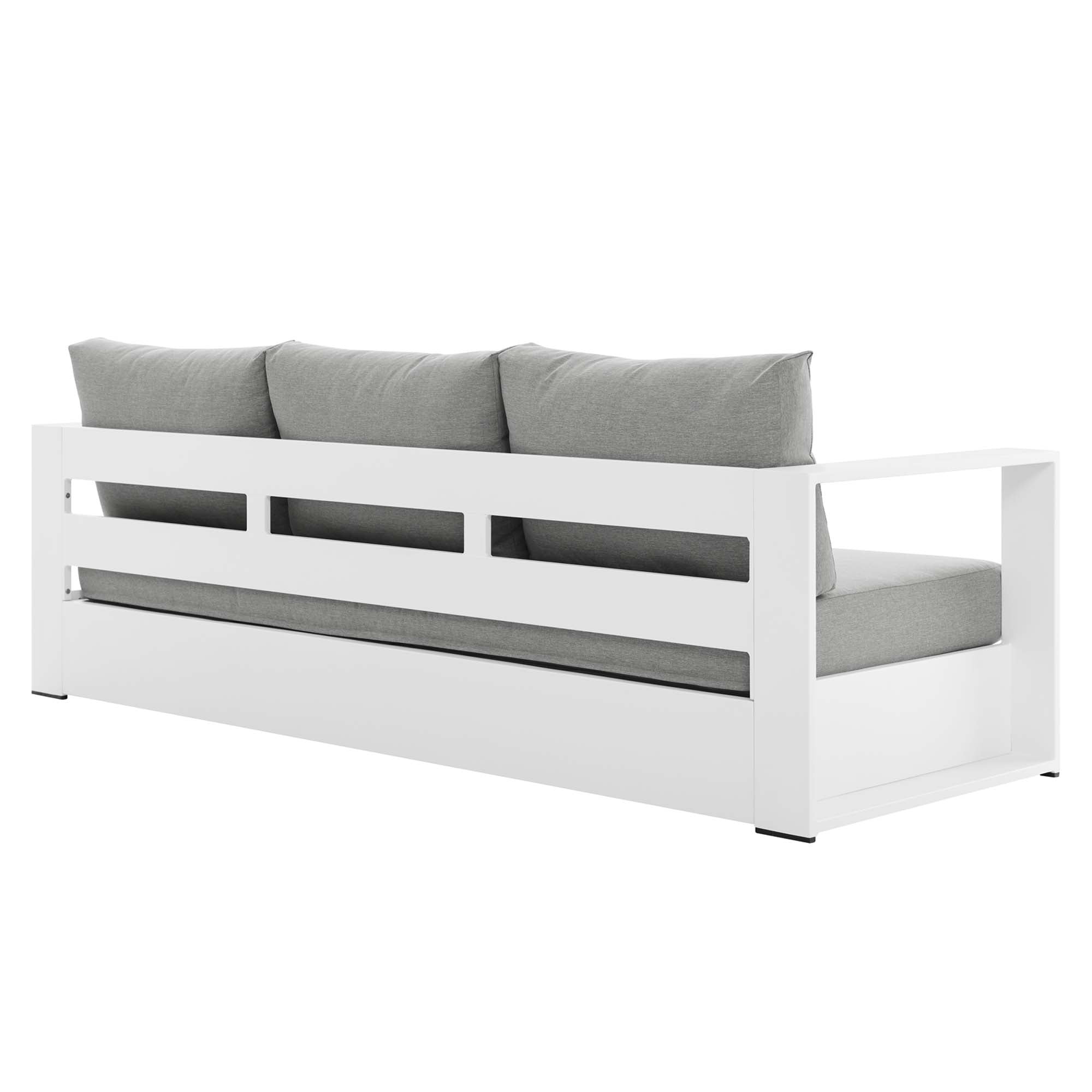 Tahoe Outdoor Patio Powder-Coated Aluminum Sofa, White Gray