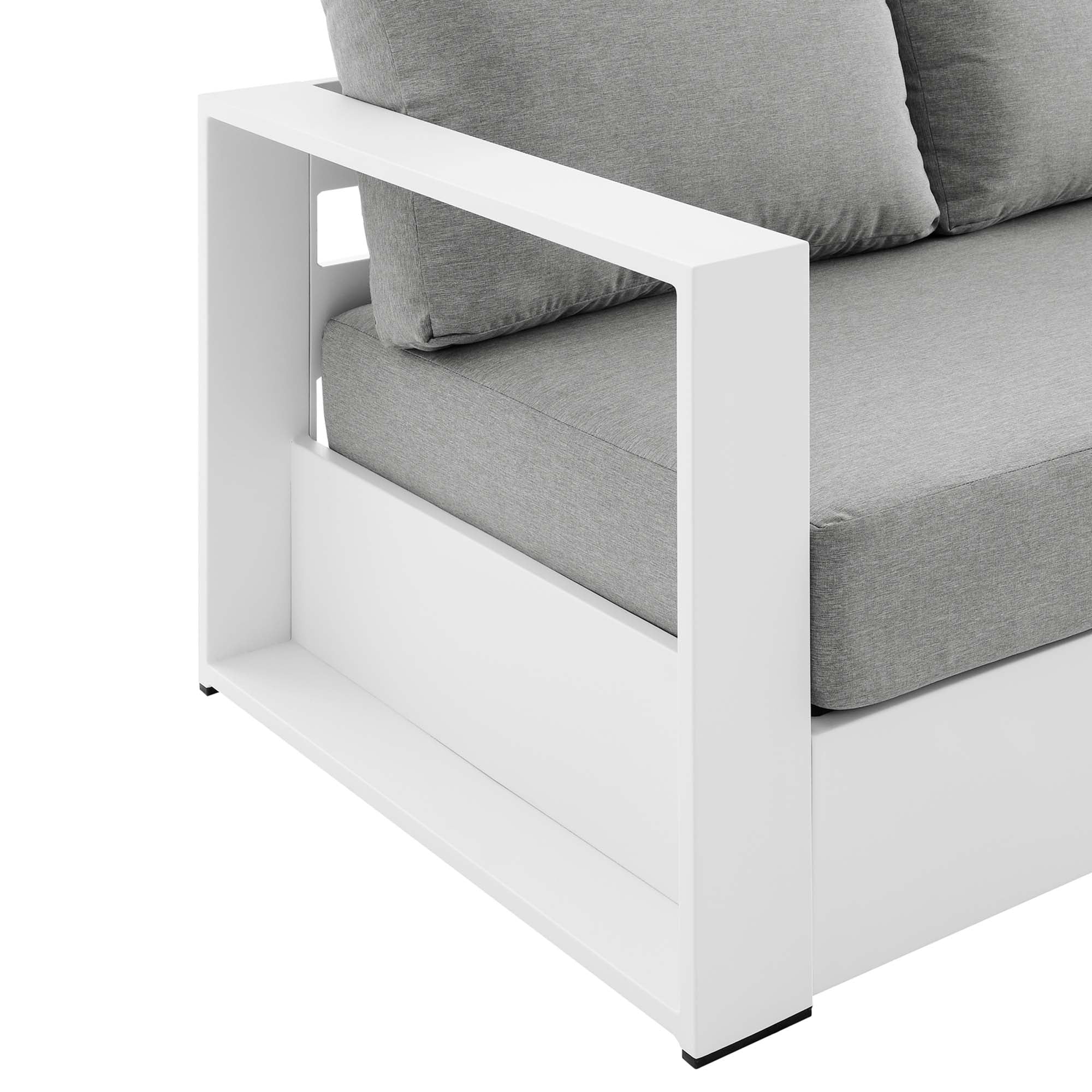 Tahoe Outdoor Patio Powder-Coated Aluminum Sofa, White Gray
