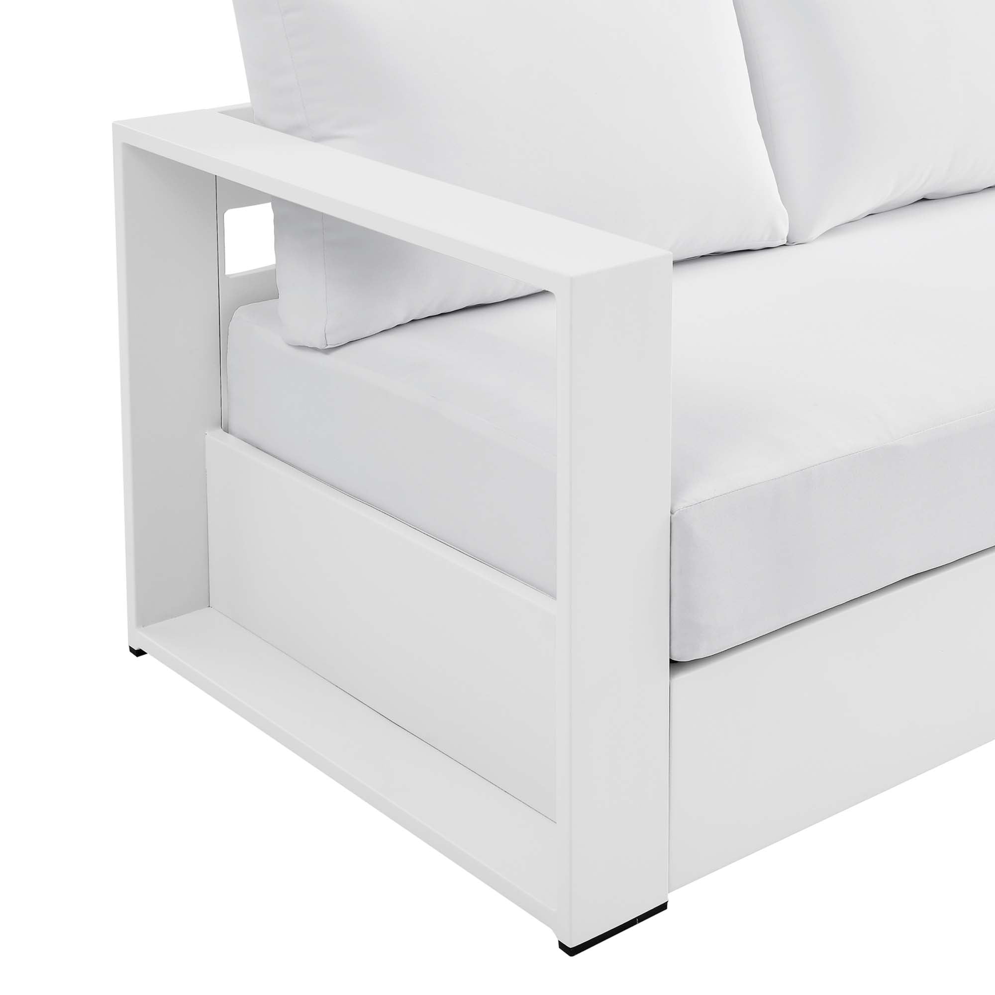 Tahoe Outdoor Patio Powder-Coated Aluminum Sofa, White White