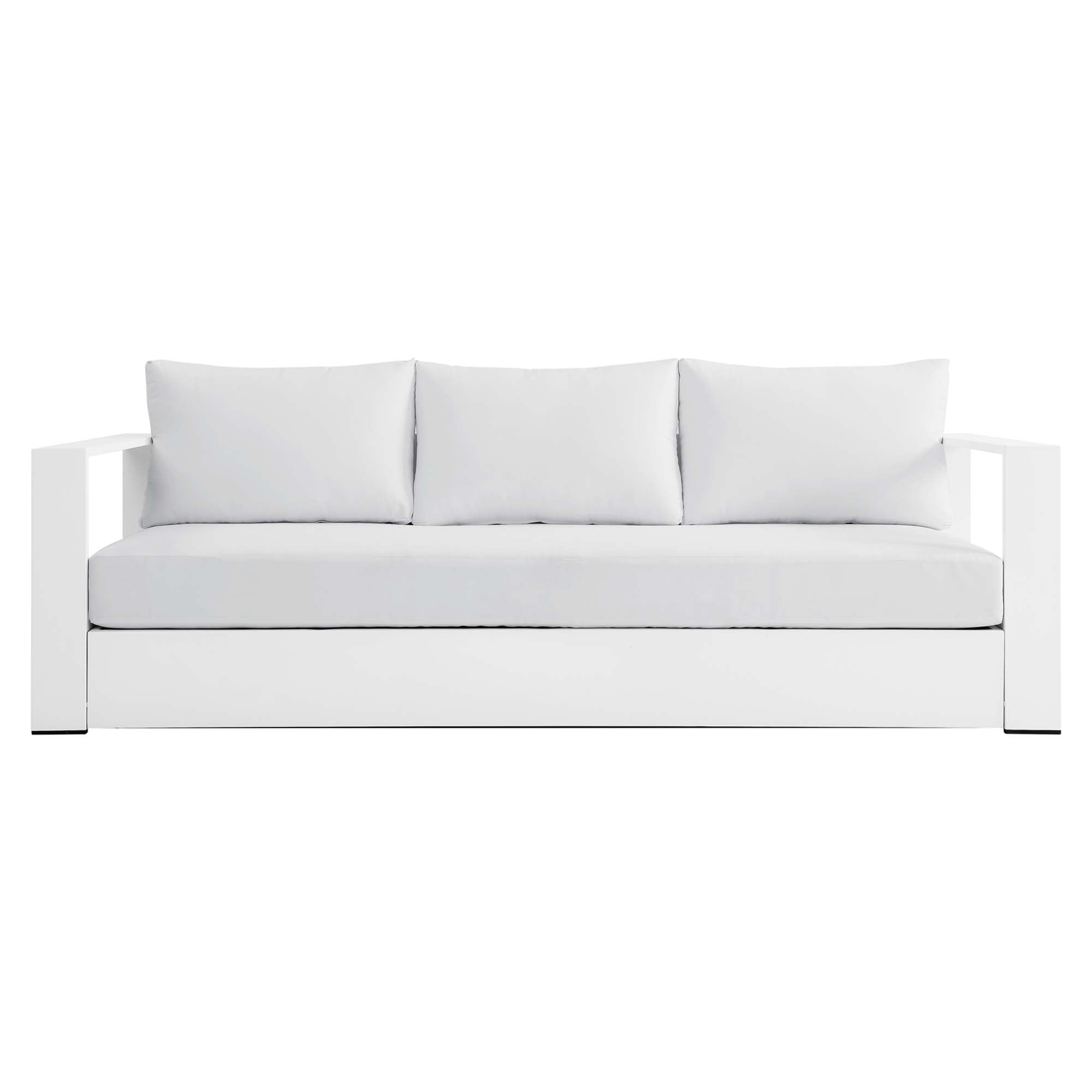 Tahoe Outdoor Patio Powder-Coated Aluminum Sofa, White White