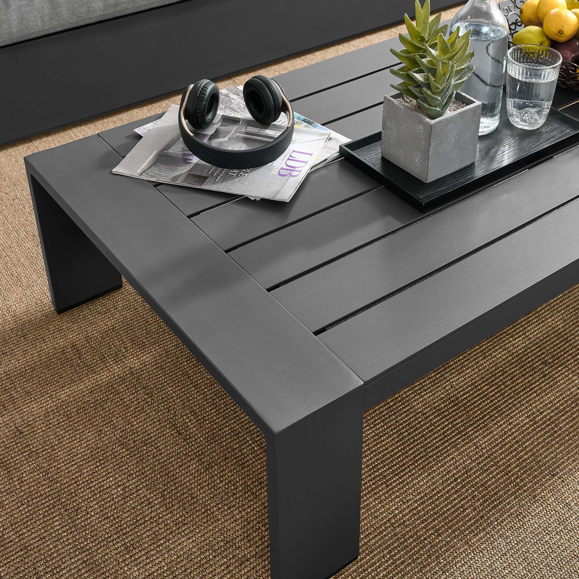 Tahoe Outdoor Patio Powder-Coated Aluminum Coffee Table, Gray