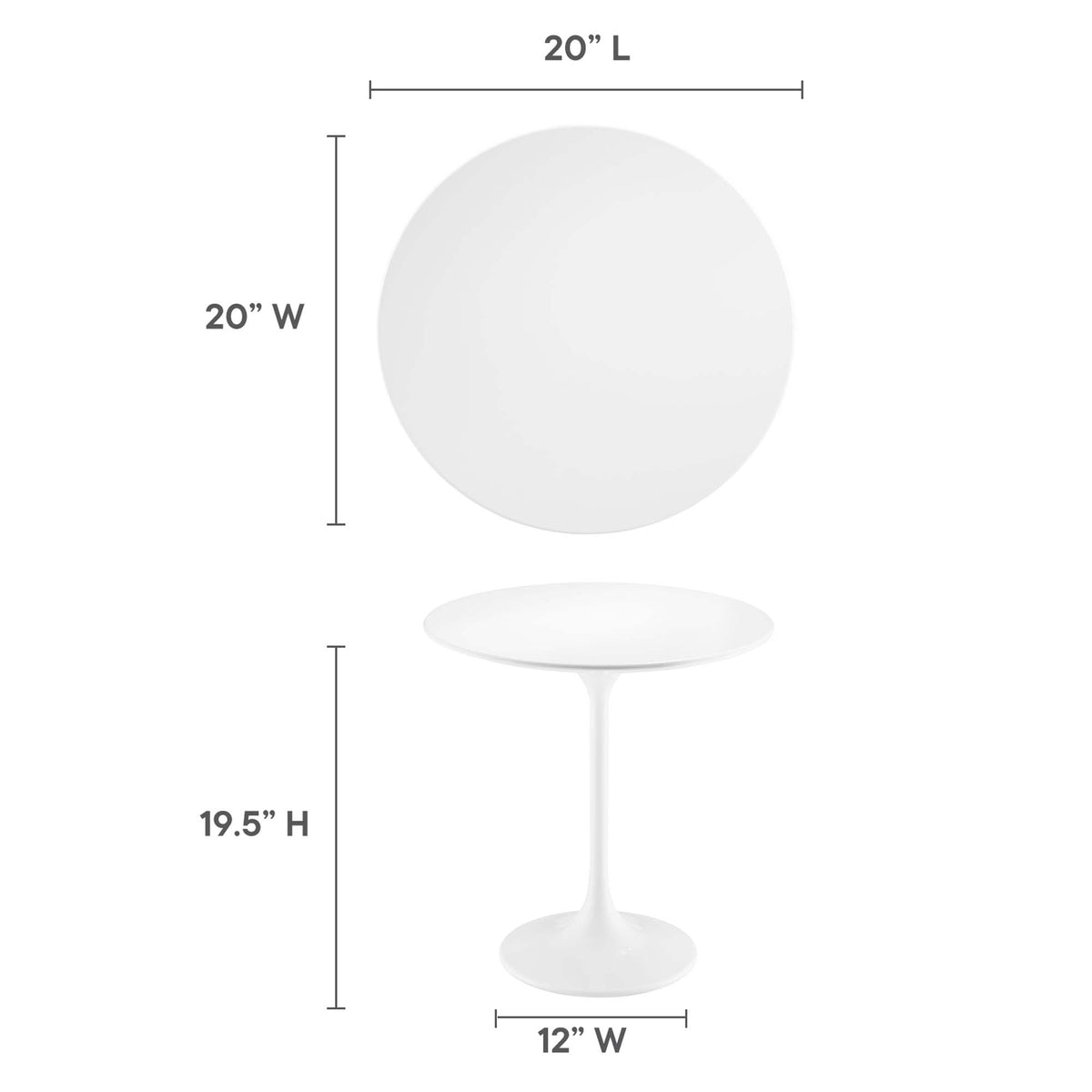 Lippa 20" Round Wood Side Table, White White