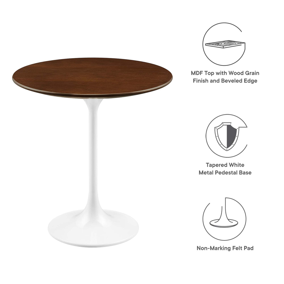 Lippa 20" Round Wood Side Table, White Walnut