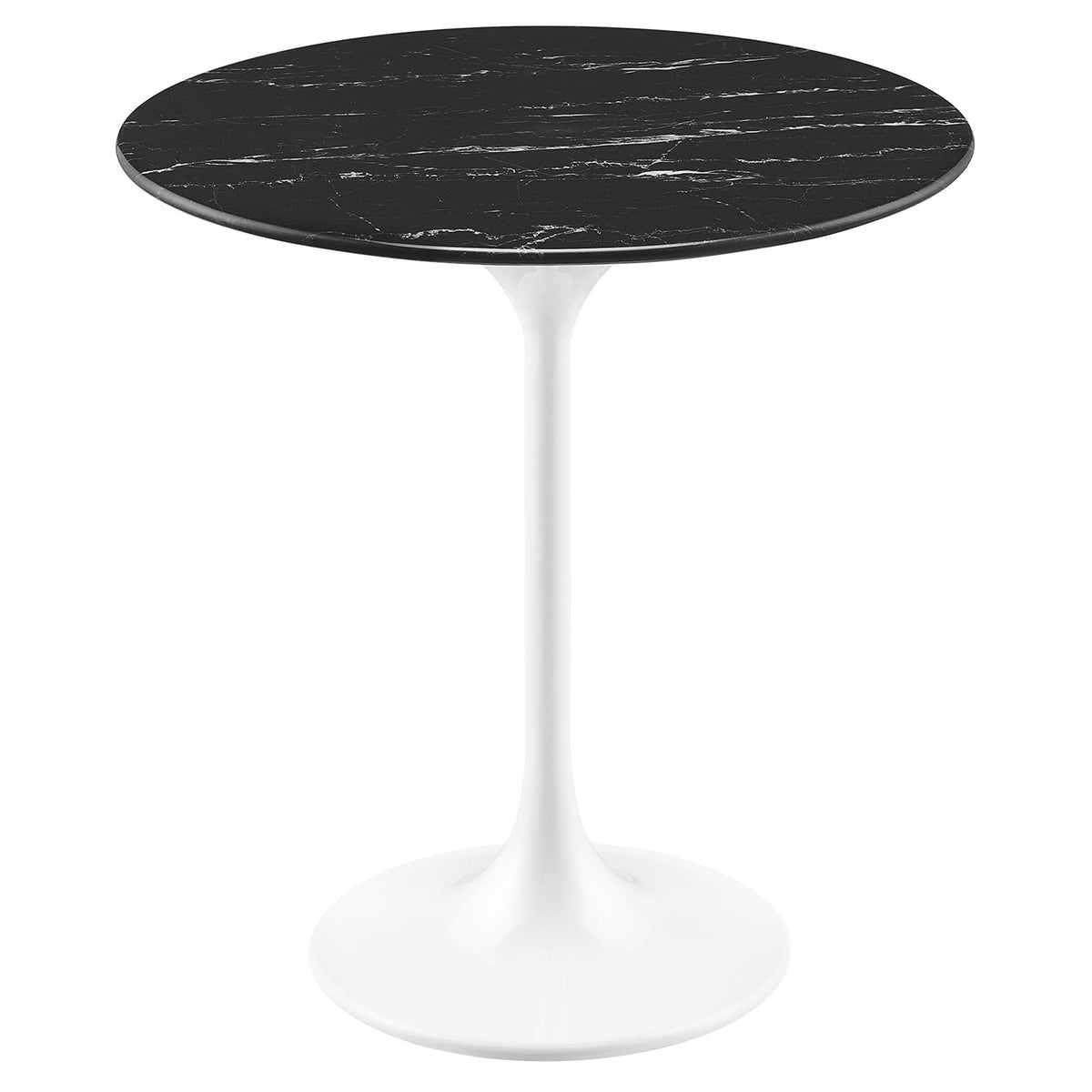 Lippa 20" Round Faux Marble Side Table, White Black