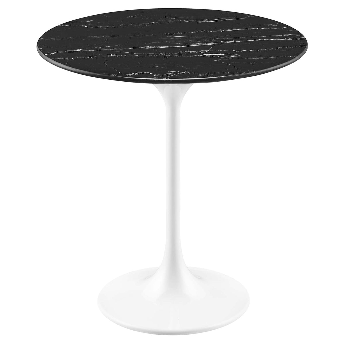 Lippa 20" Round Faux Marble Side Table, White Black