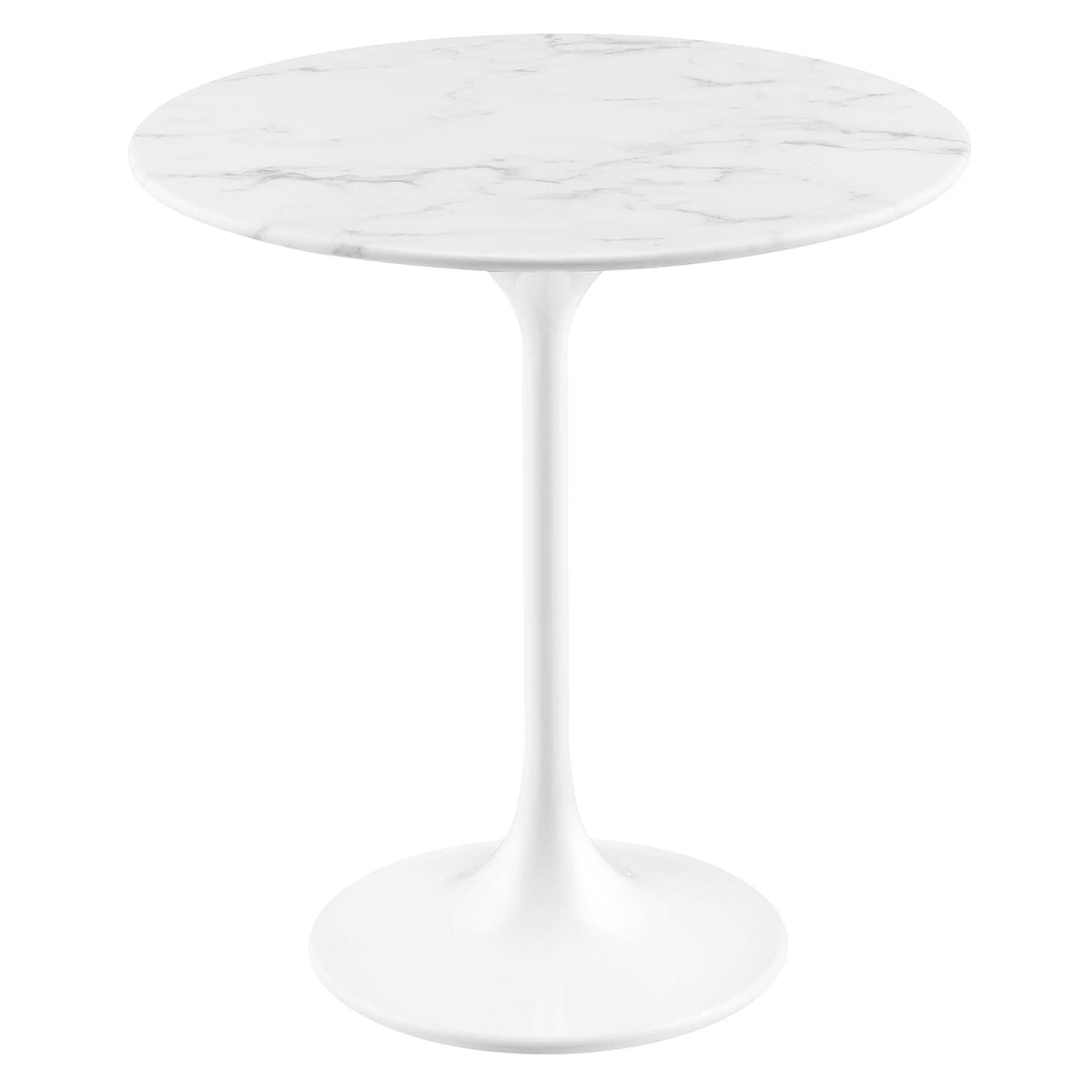 Lippa 20" Round Faux Marble Side Table, White White
