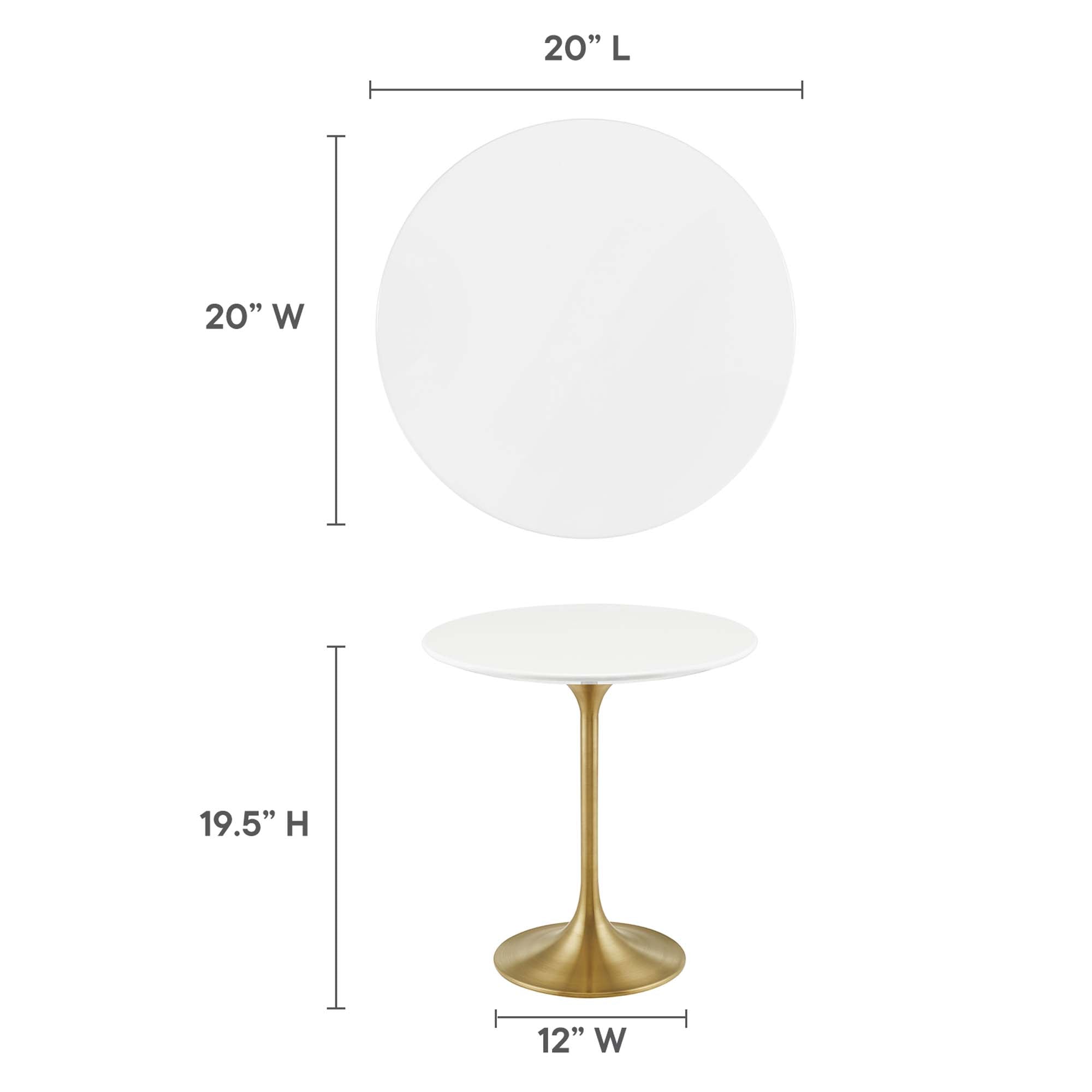 Lippa 20" Round Wood Side Table, Gold White