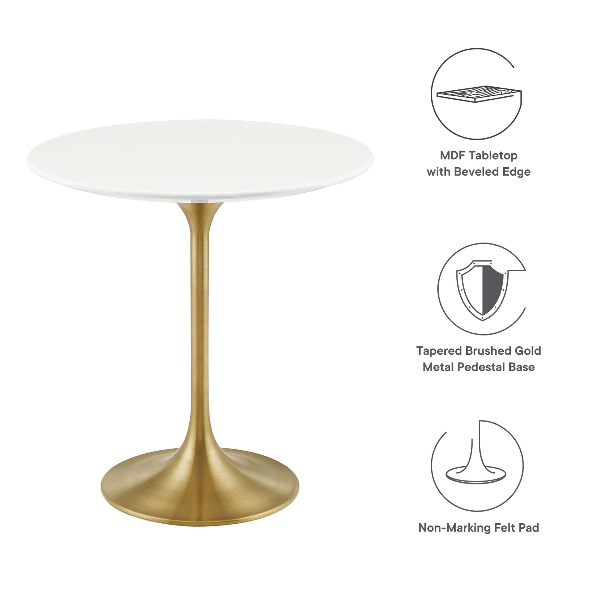 Lippa 20" Round Wood Side Table, Gold White