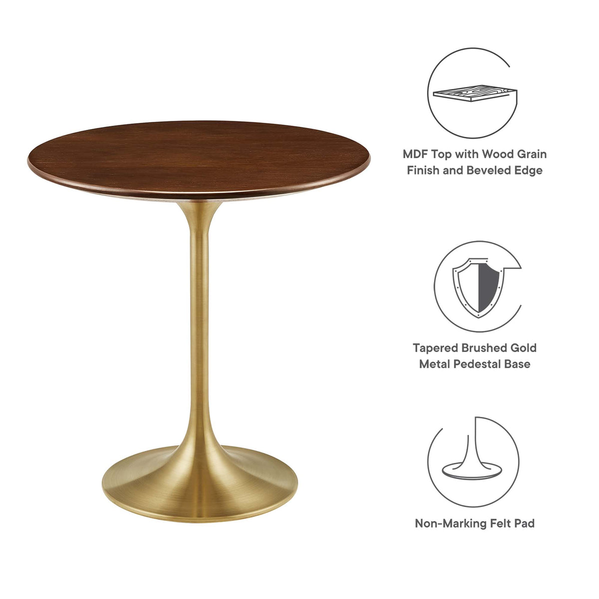 Lippa 20" Round Wood Side Table, Gold Walnut