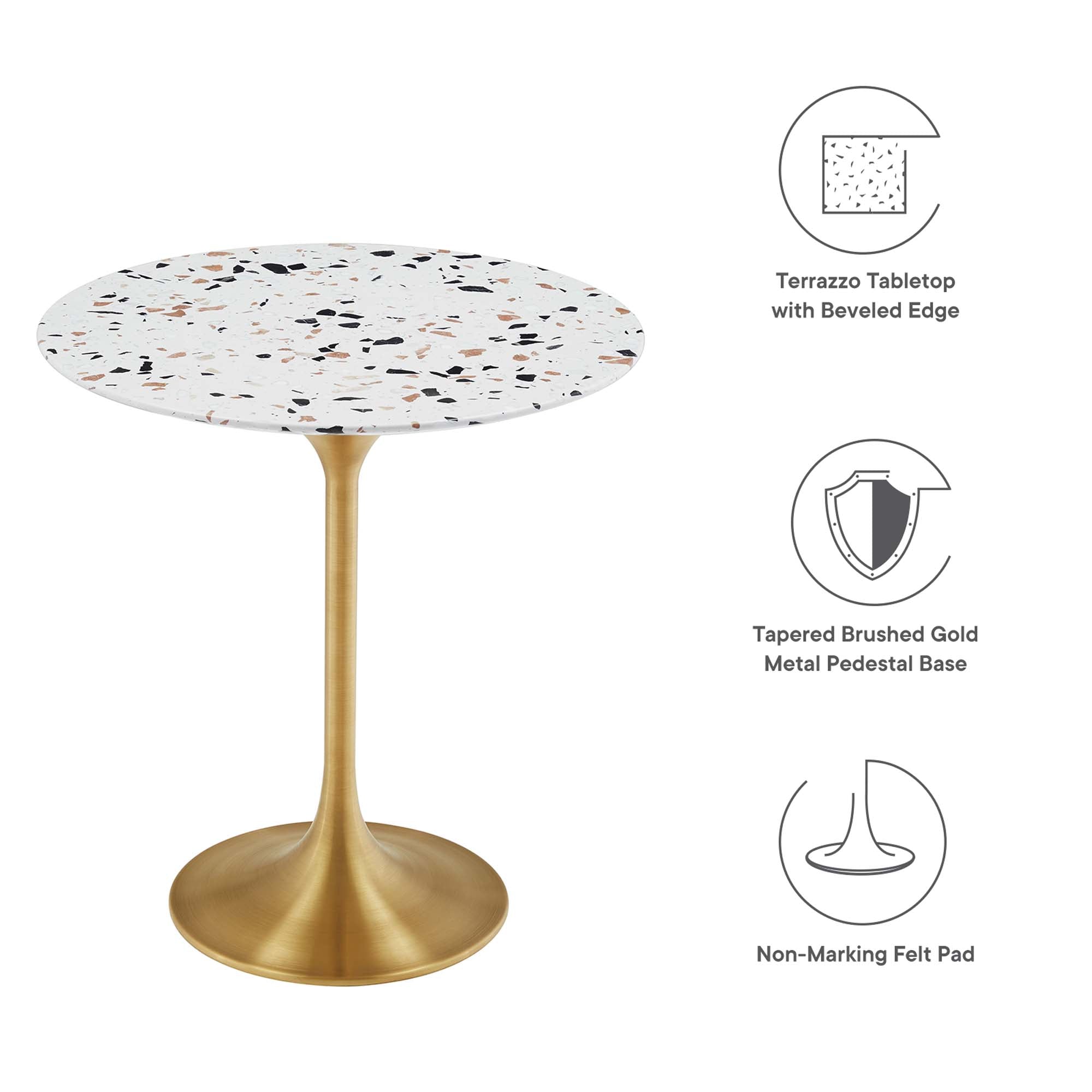 Lippa 20" Round Terrazzo Side Table, Gold Terrazzo