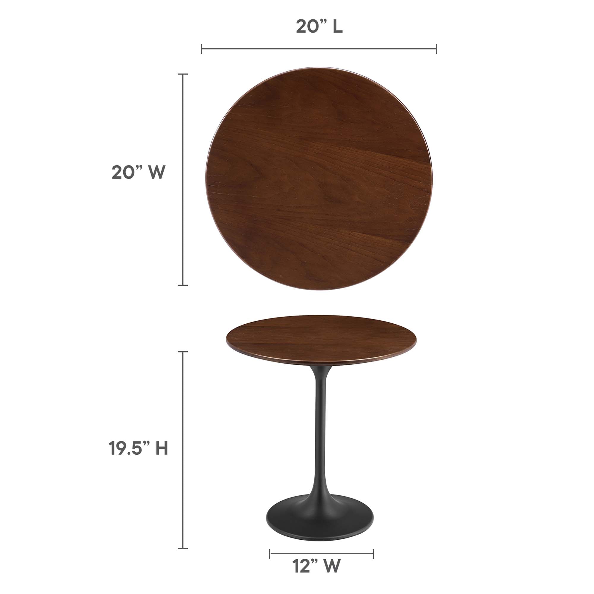 Lippa 20" Round Wood Side Table, Black Walnut
