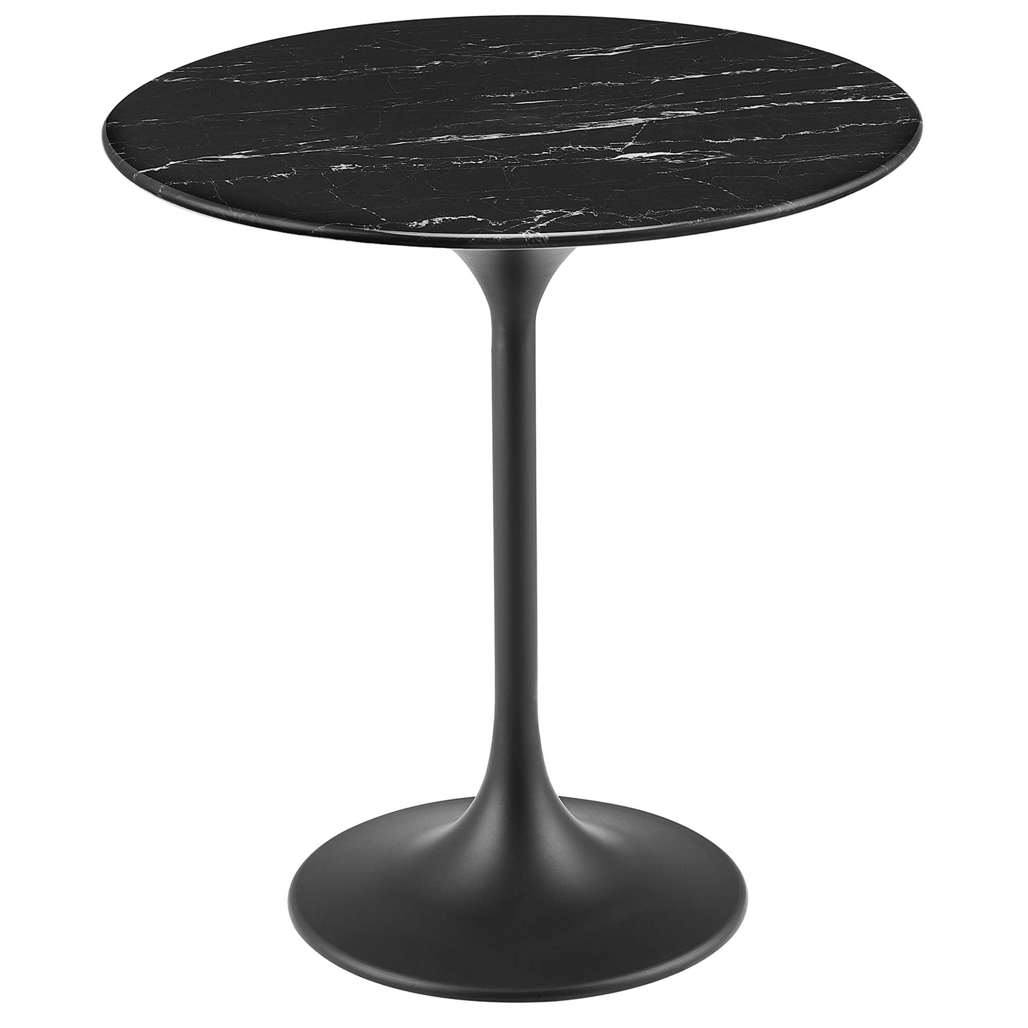 Lippa 20" Round Faux Marble Side Table, Black Black