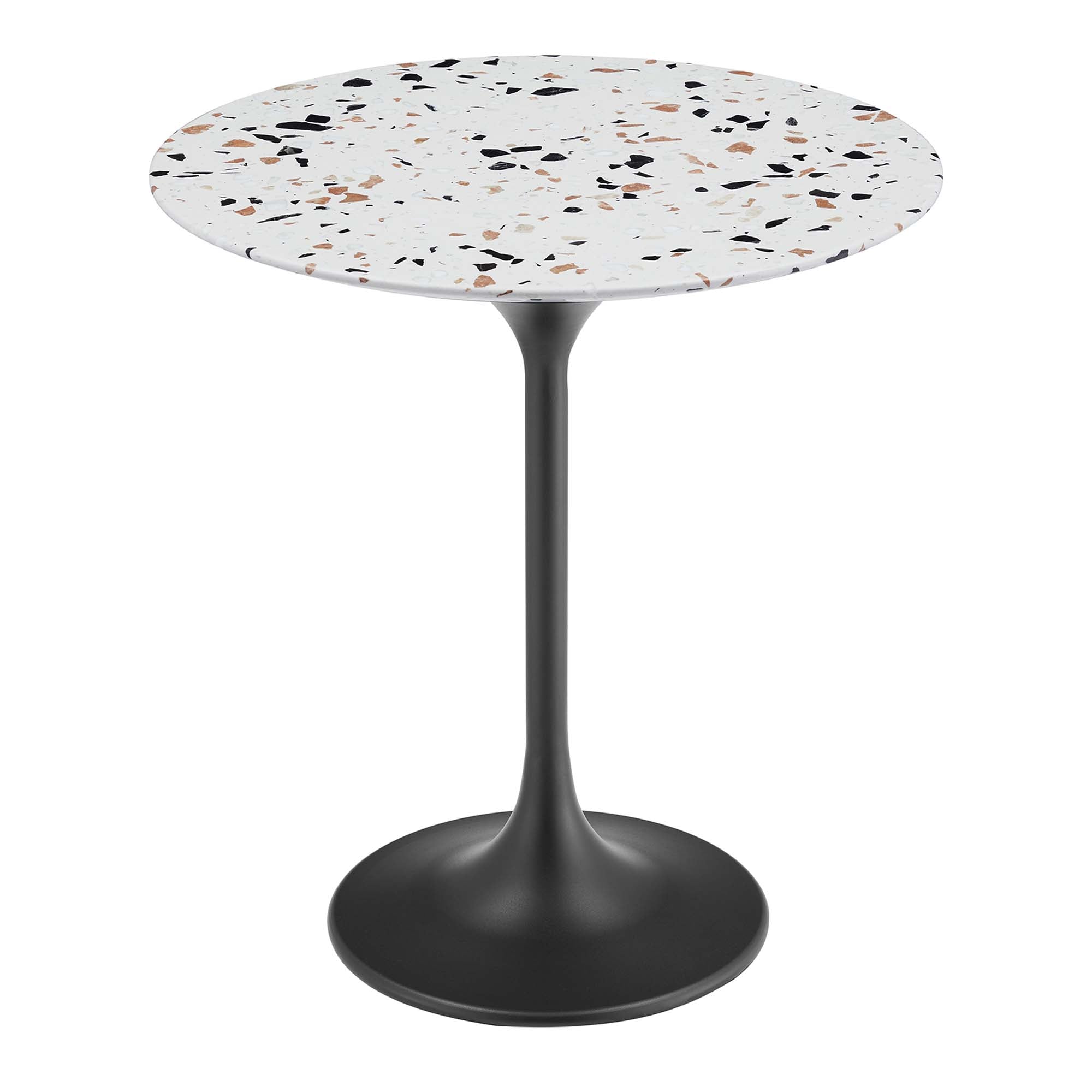 Lippa 20" Round Terrazzo Side Table, Black Terrazzo